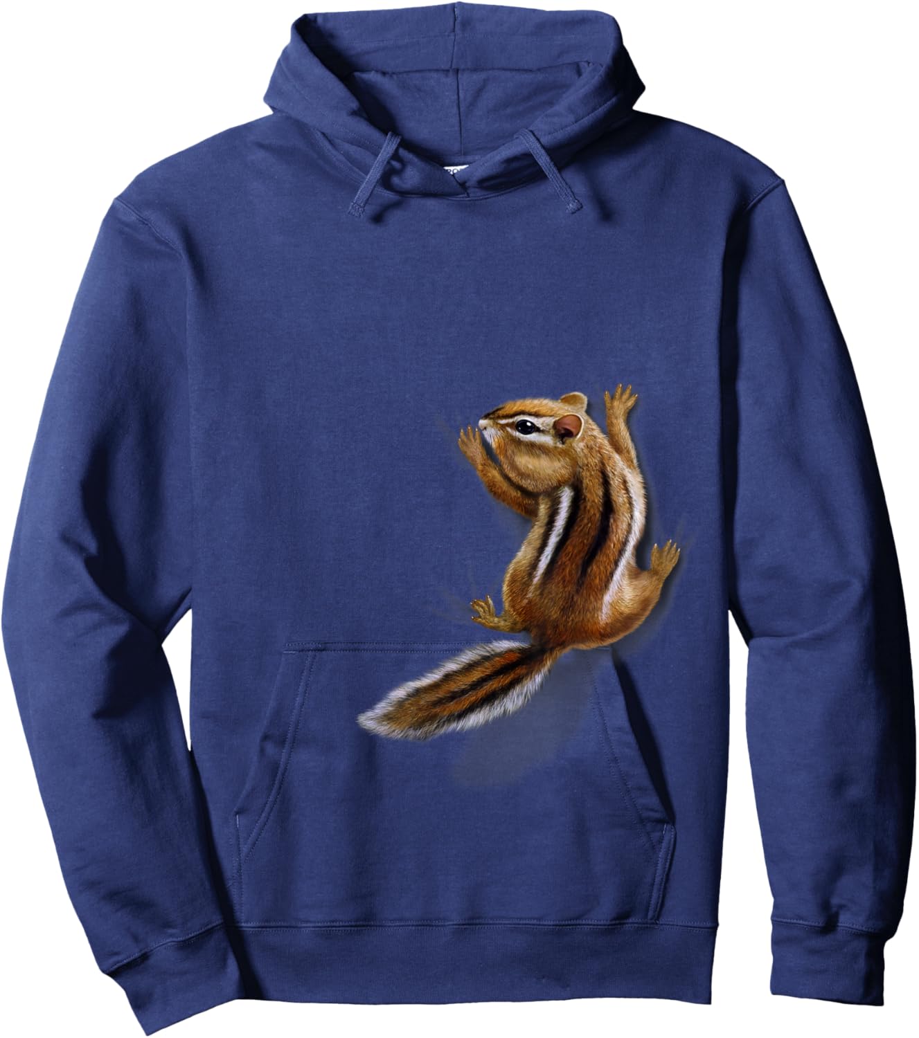 Squirrel Climbing Up, Playful Chipmunk Hoodie - Hoodie | Navy