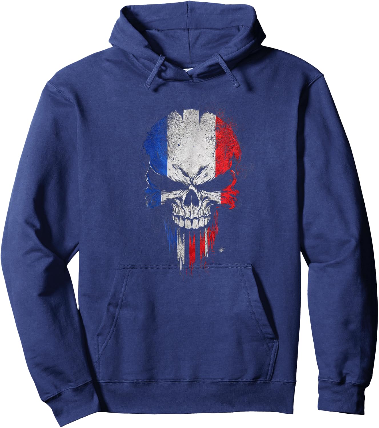 Flag France Skull Patriotic Hoodie - Hoodie | Navy