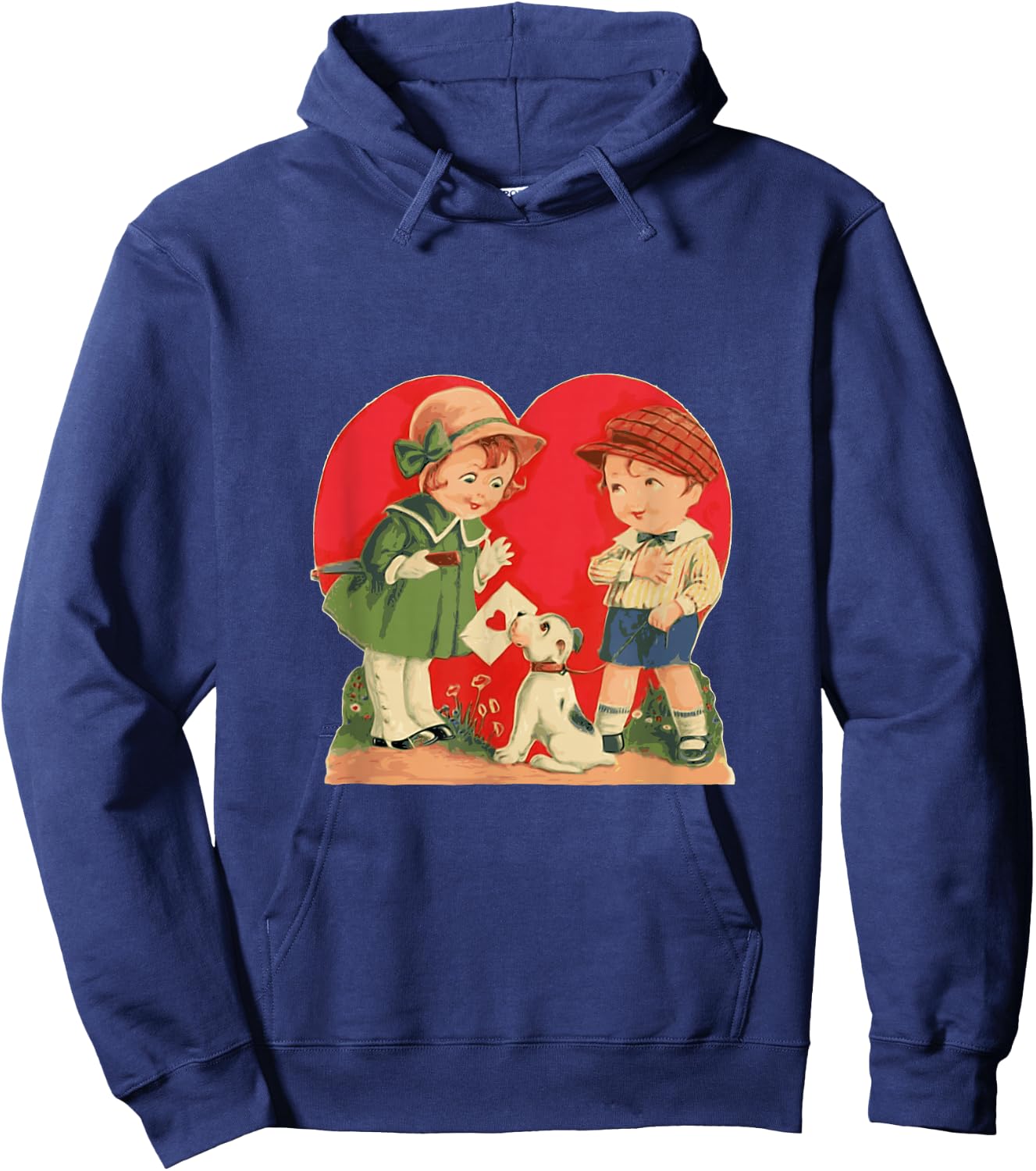 Red Heart vintage Valentine's Day Shirt Women Girls Top Hoodie - Hoodie | Navy
