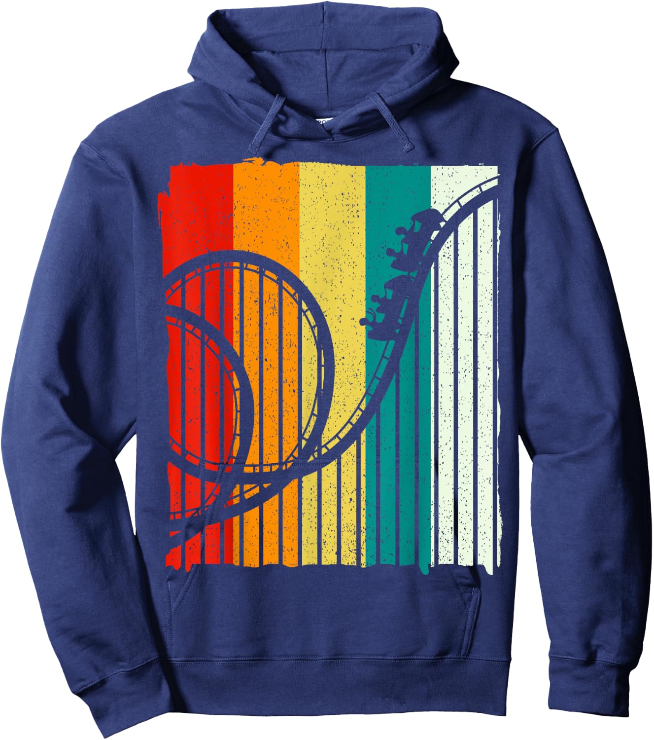 Retro Vintage Roller Coaster Amusement Park Hoodie - Hoodie | Navy