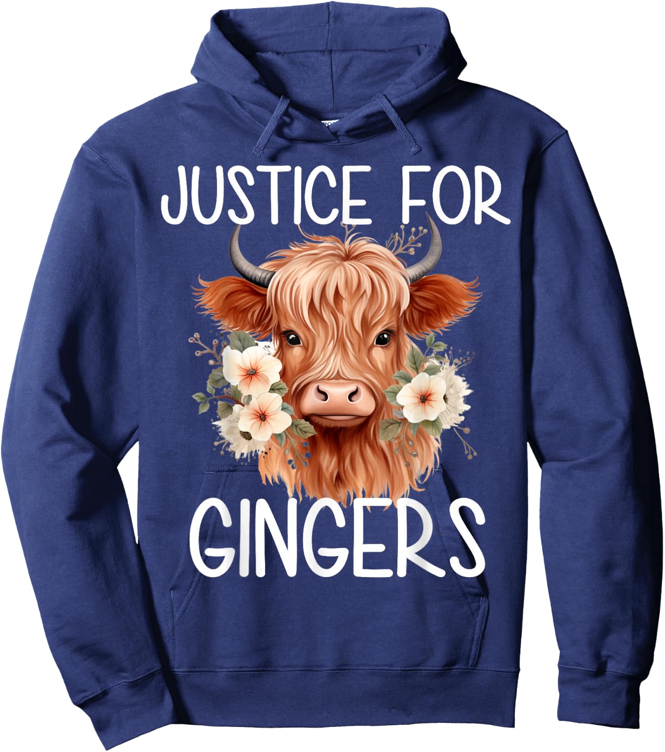 Justice For Gingers Highland Cow Flower Ginger Redhead Hoodie - Hoodie | Navy