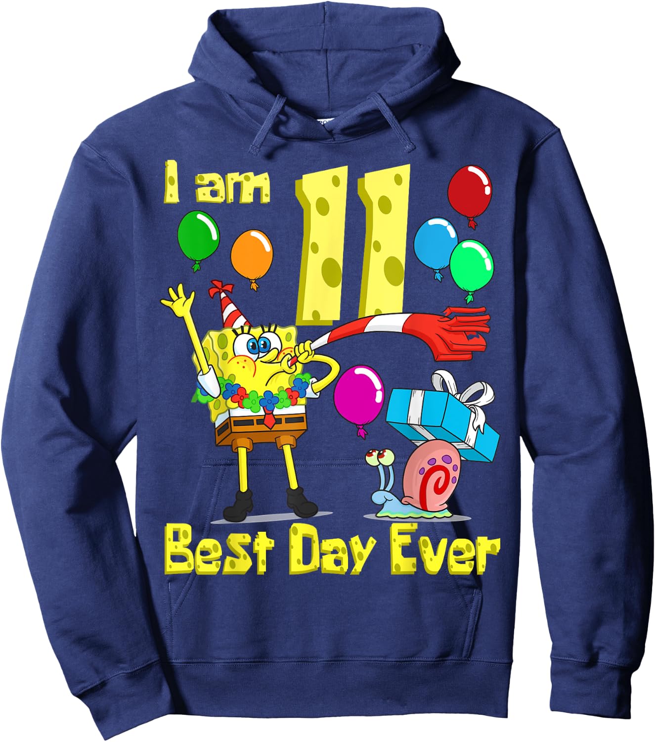 Mademark x SpongeBob SquarePants - SpongeBob I am 11 Years Old Birthday Party Hoodie - Hoodie | Navy