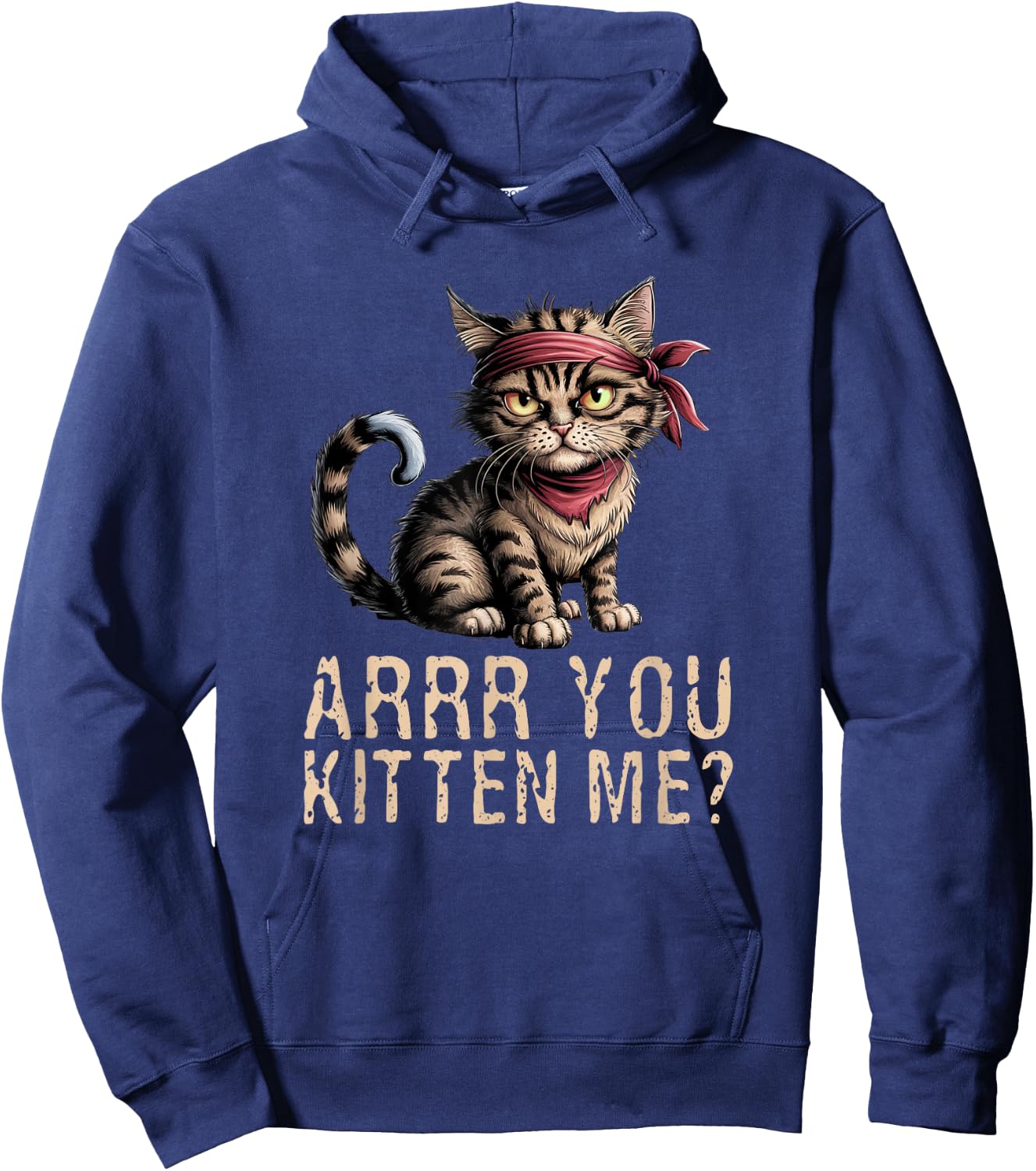 Arrr You Kitten Me? Pirate Ugly Cat Lover Hoodie - Hoodie | Navy