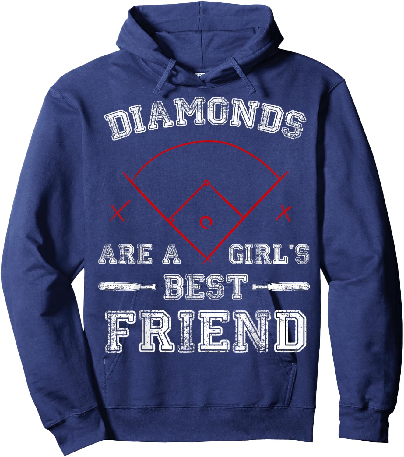 Diamonds Are A Girl's Best Friend Softball Baseball T Shirt Hoodie - Hoodie | Navy
