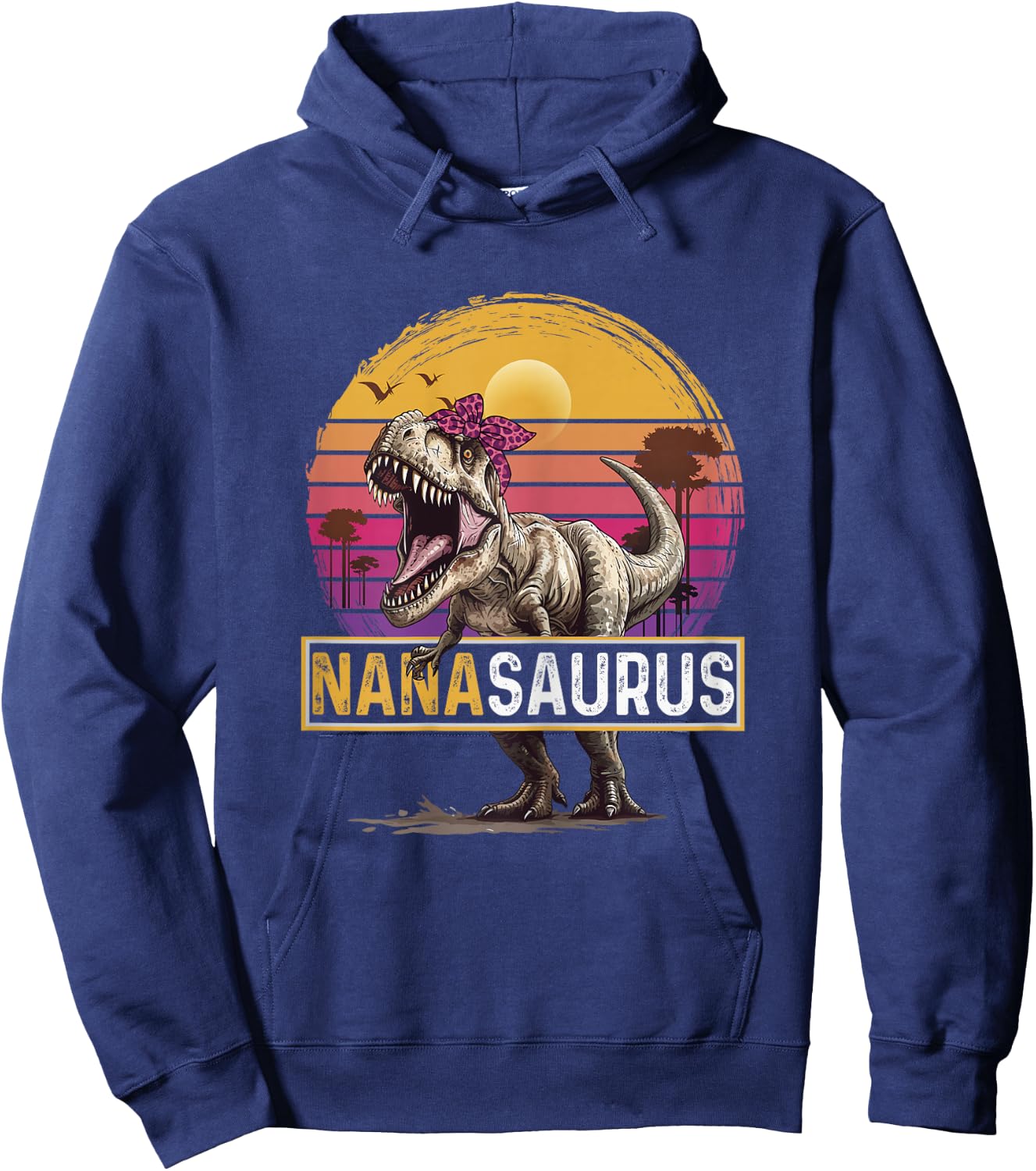 Nanasaurus T Rex Dinosaur Nana Saurus Family Matching Hoodie - Hoodie | Navy