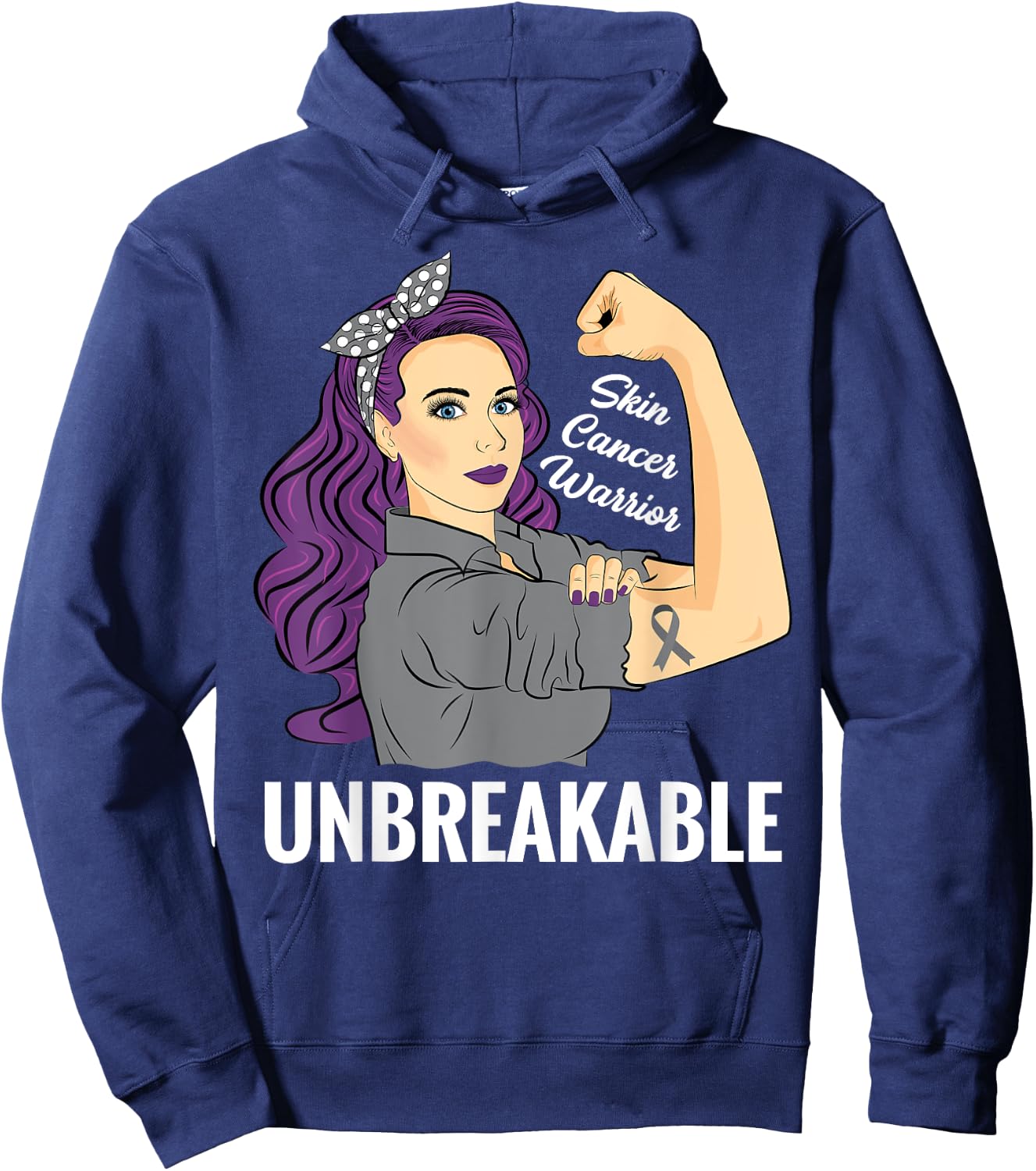 Skin Cancer Awareness Melanoma Survivor Warrior Hoodie - Hoodie | Navy