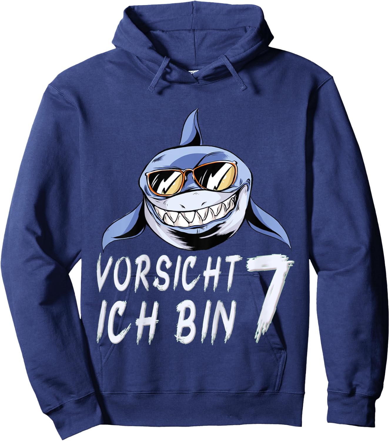 Children's Shark 7 Years Birthday Shirt Boy Shark 7th Birthday , black, 80 Hoodie - Hoodie | Navy