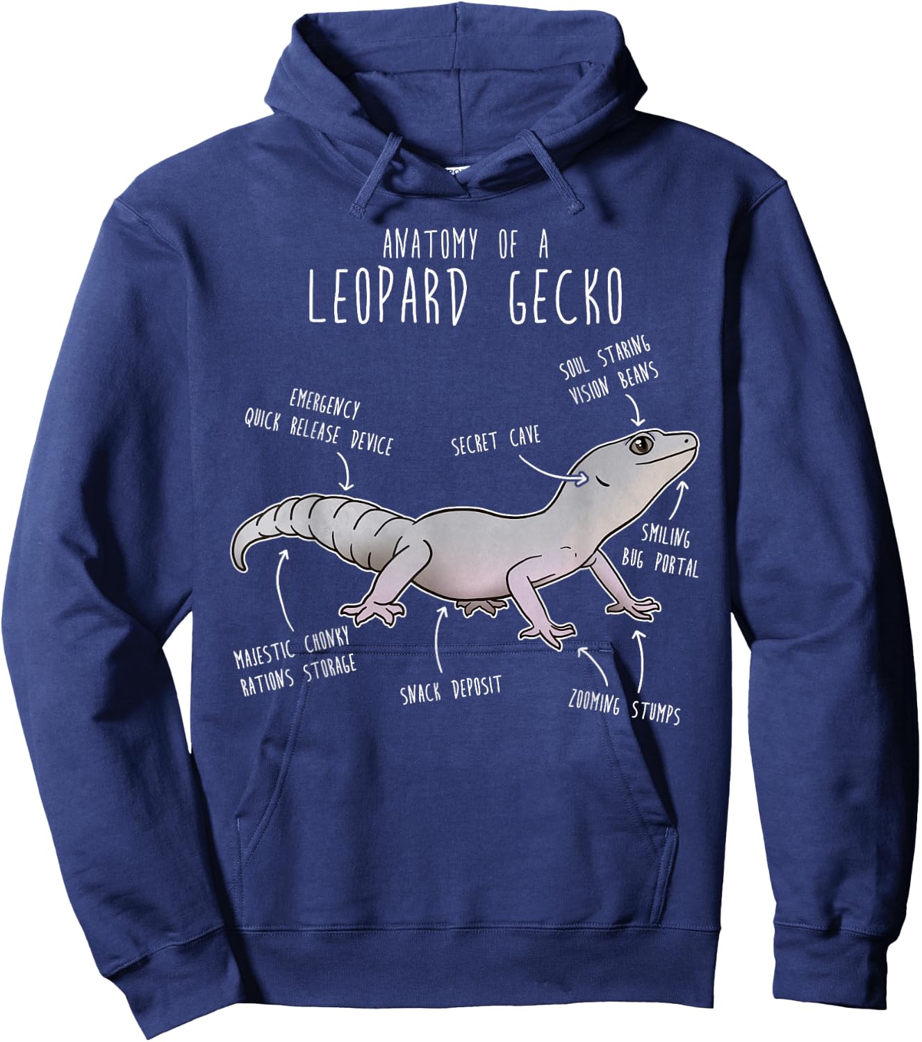 Blizzard Leopard Gecko Lizard Reptile Anatomy, Funny Pet Mom Hoodie - Hoodie | Navy