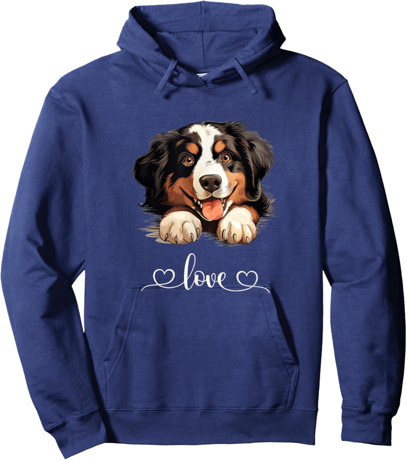 Cute Dog Graphic Love Puppy Bernese Mountain Dog Women Hoodie - Hoodie | Navy