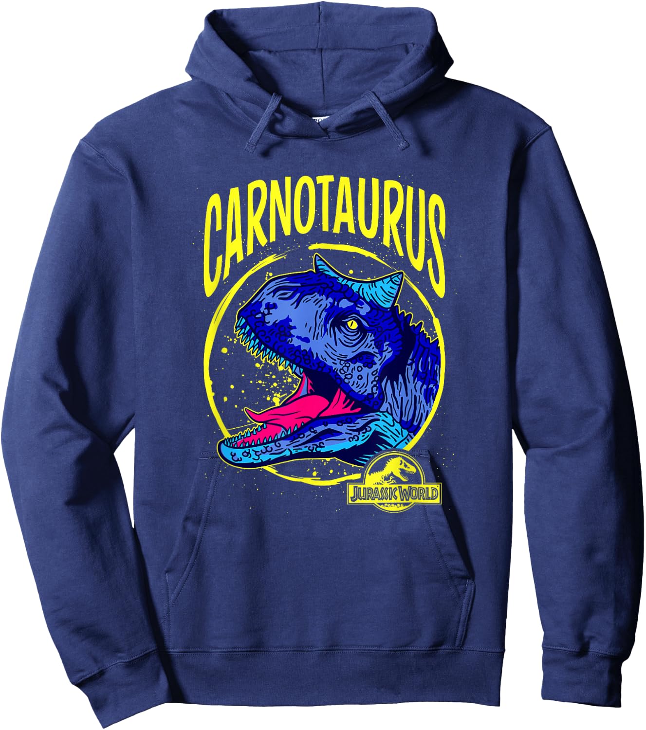 Jurassic World: Fallen Kingdom Carnotaurus Colour Retro Logo Hoodie - Hoodie | Navy