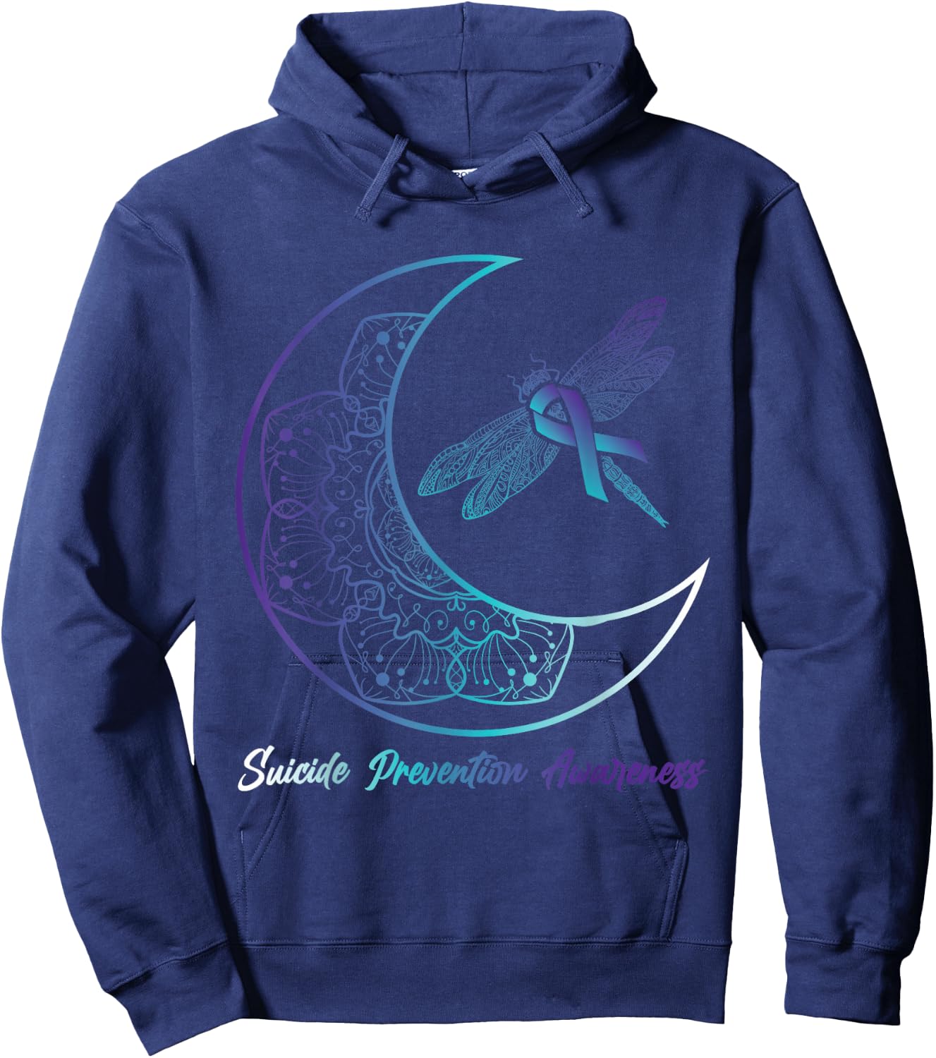 Suicide Depression Moon Dragonfly Prevention Awareness Hoodie - Hoodie | Navy