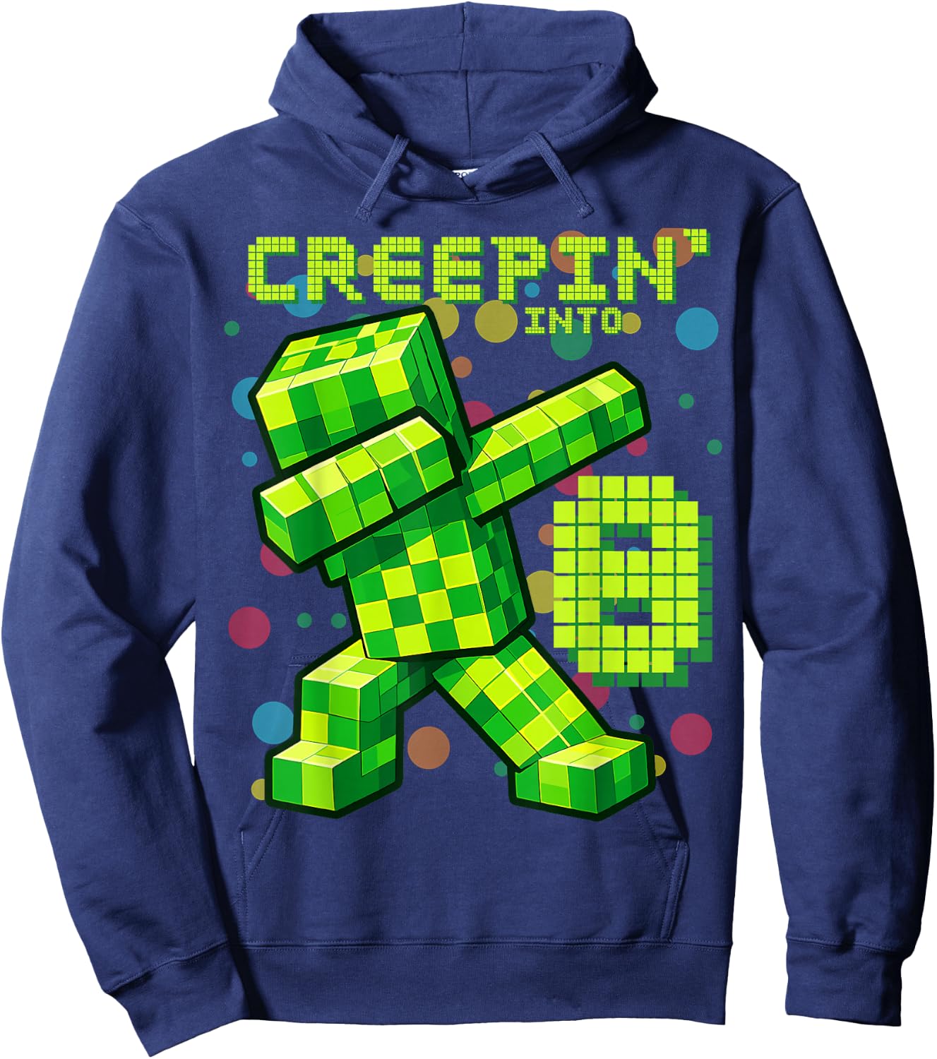 It's My 8th Birthday Boy Gamer Creepin' Into 8 Gamer Pixel Hoodie - Hoodie | Navy