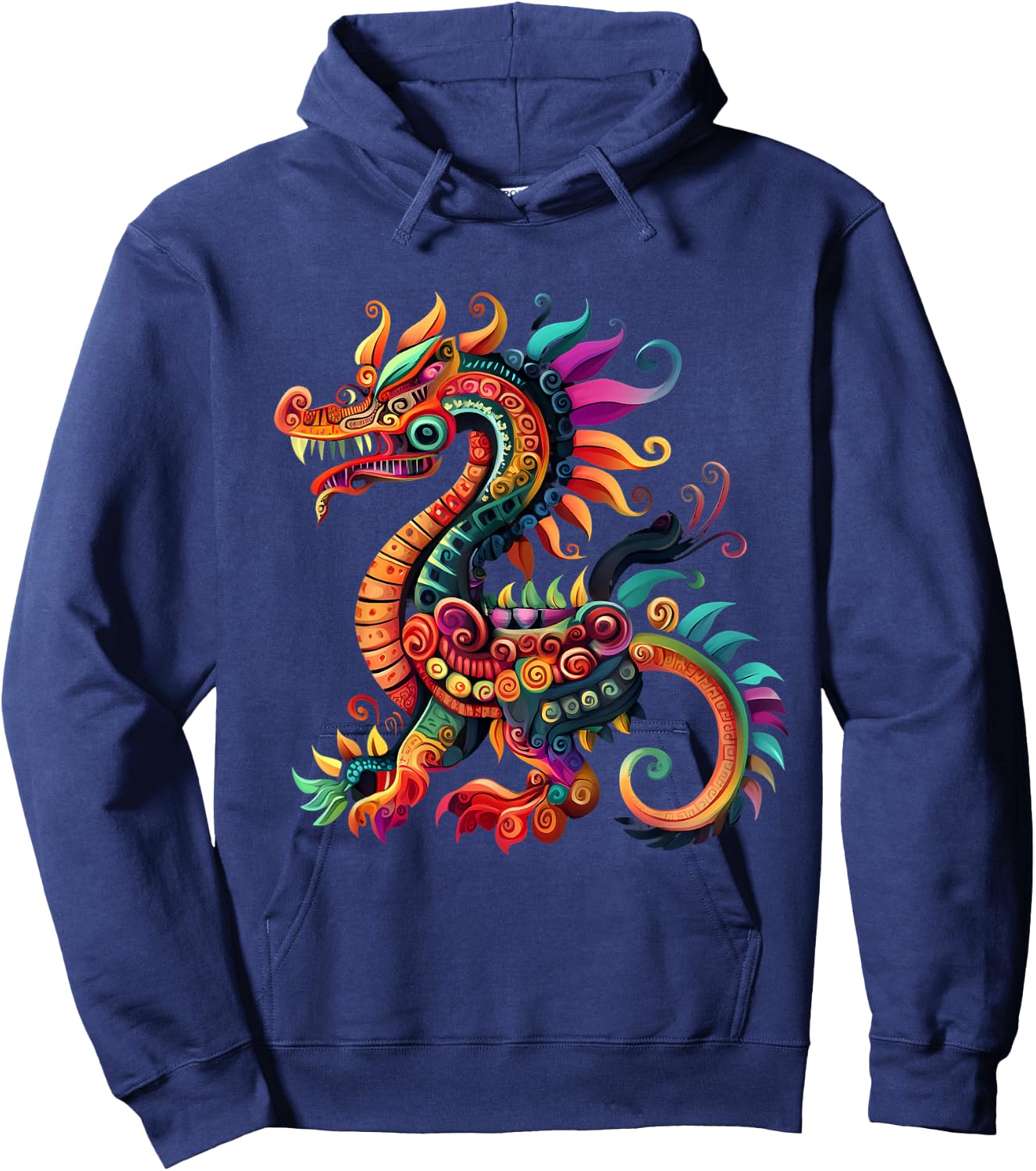 Aztec Mexican Mythology Dragon Feathered Serpent Artwork Hoodie - Hoodie | Navy