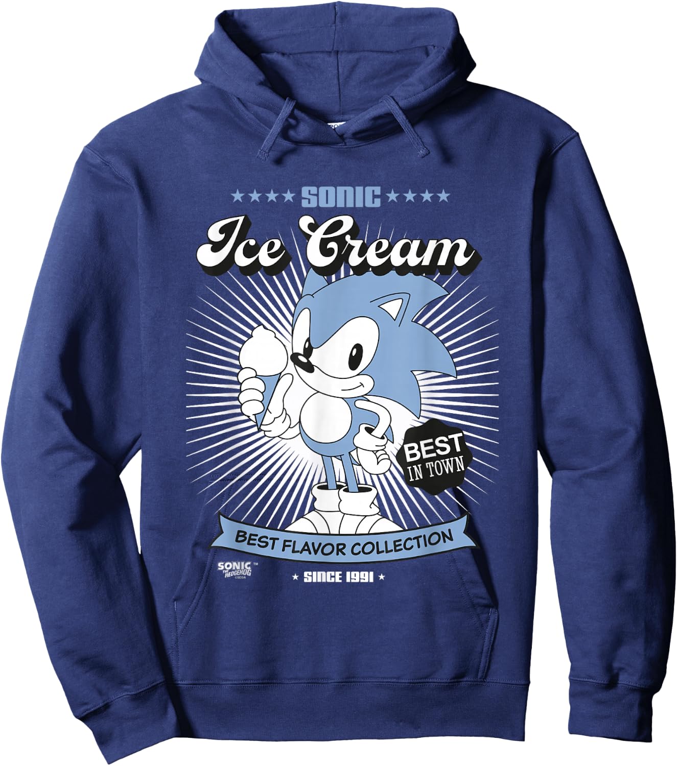 Sonic The Hedgehog Sonic Ice Cream Best in Town Vintage Hoodie - Hoodie | Navy