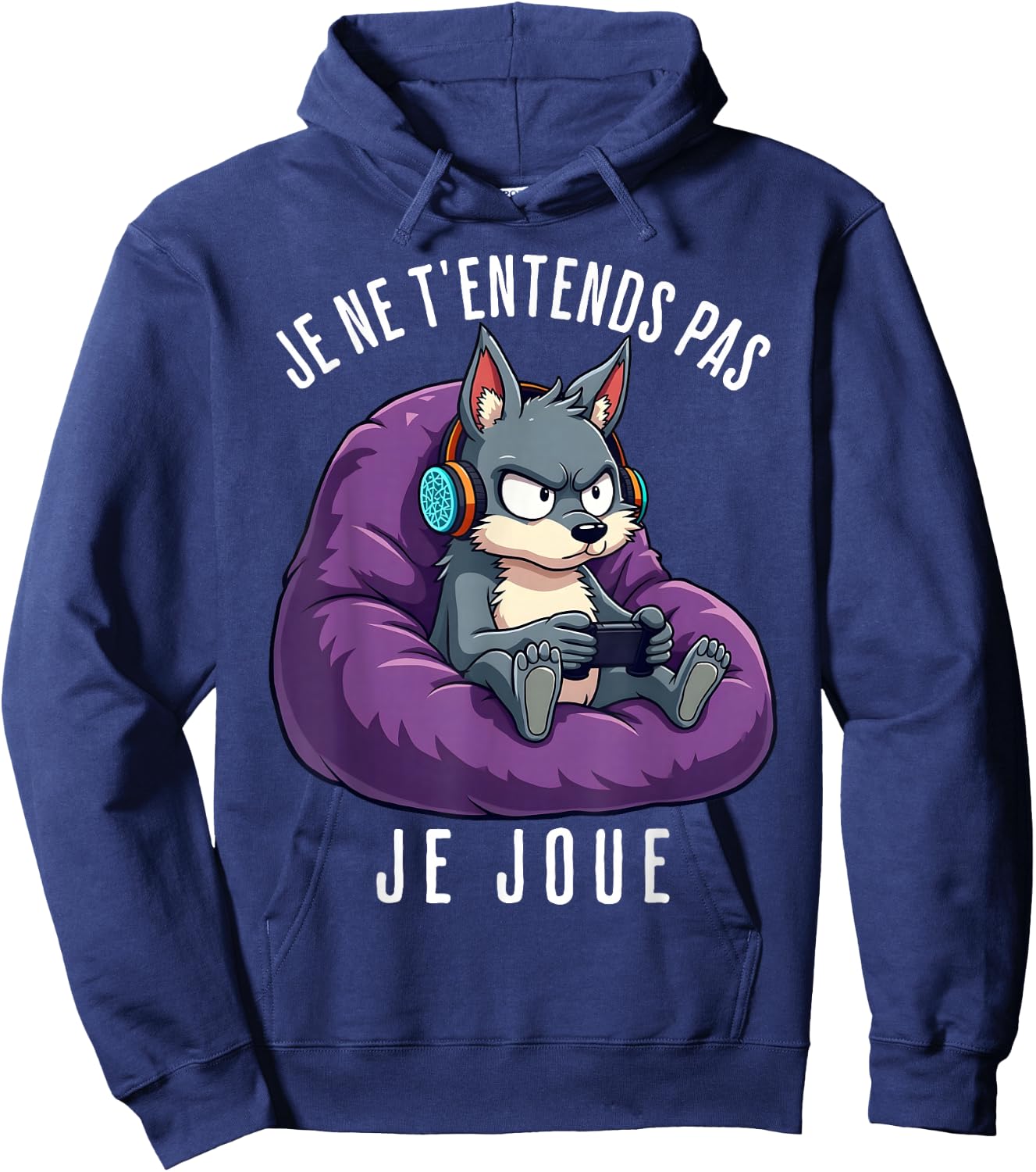 Funny Wolf Gamer Funny Man Boy , Black, S Hoodie - Hoodie | Navy