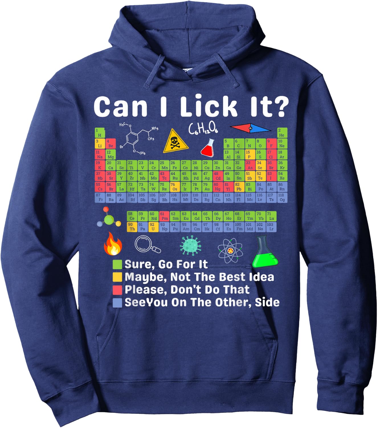 Can I Lick It Periodic Table of Elements Science Teacher Hoodie - Hoodie | Navy
