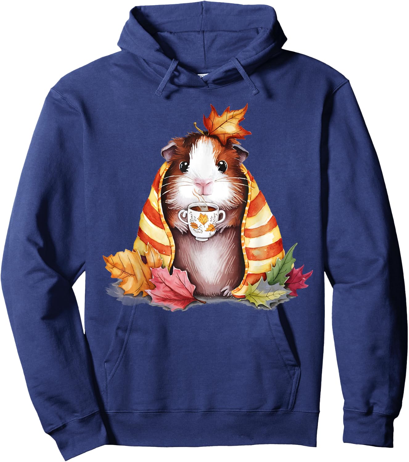 Autumn Guinea Pig In A Blanket Fall Coffee Cup Fall Vibes Hoodie - Hoodie | Navy