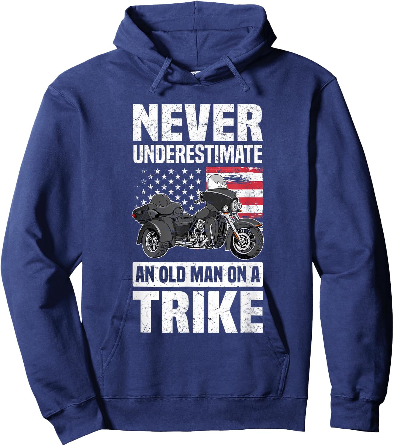 Never Underestimate An Old Man On A Trike - Trike Motorcycle Hoodie - Hoodie | Navy