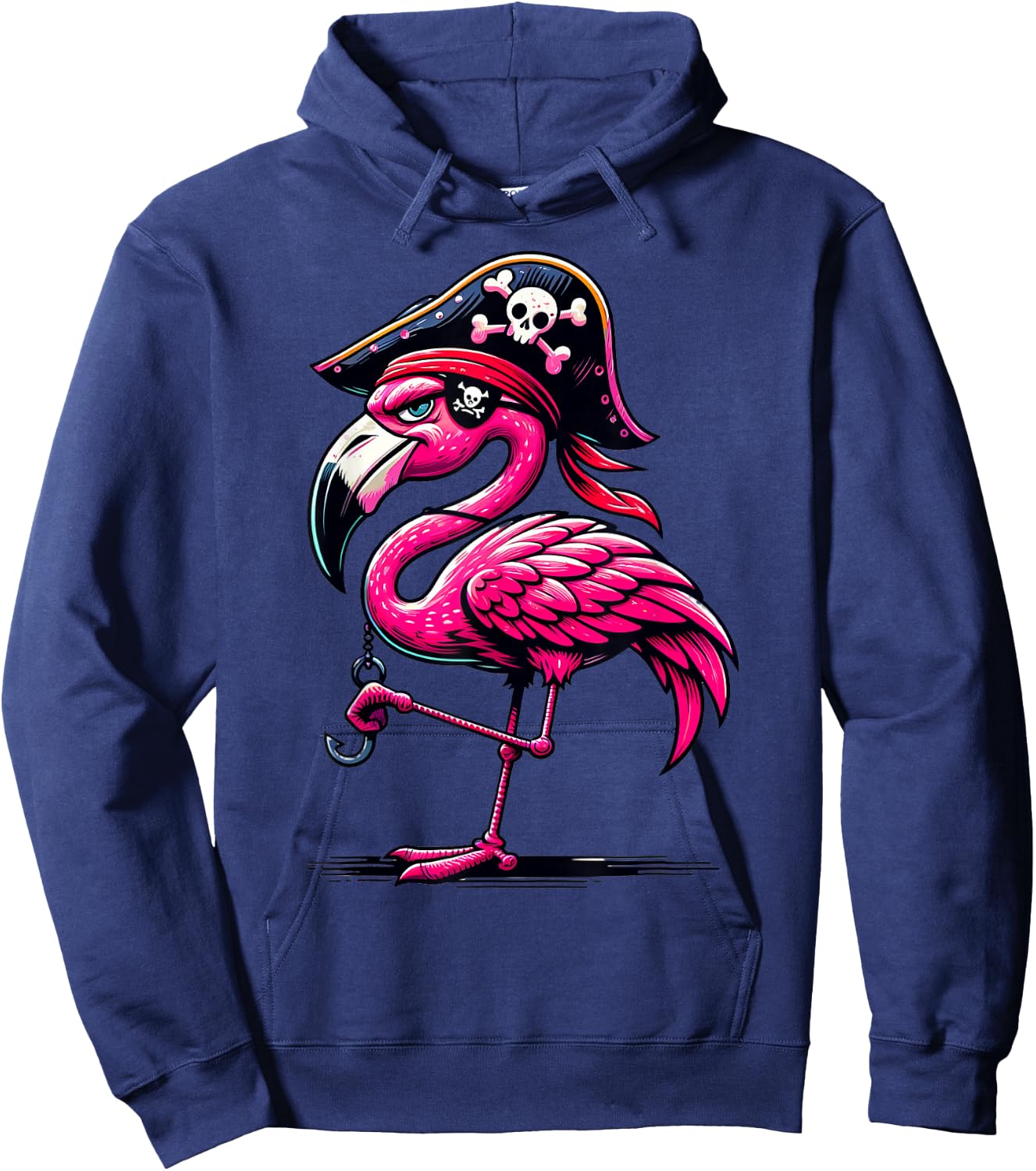 Pirate Pink Flamingo Halloween Party - Jolly Roger Hoodie - Hoodie | Navy