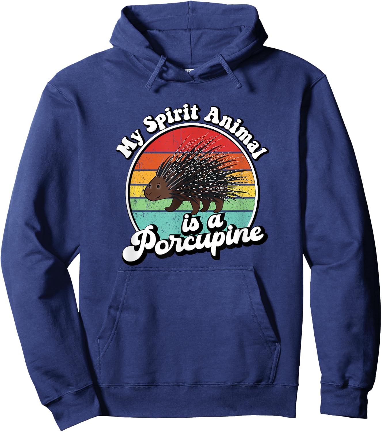 Funny Vintage Retro Spirit Animal Porcupine Lover Hoodie - Hoodie | Navy