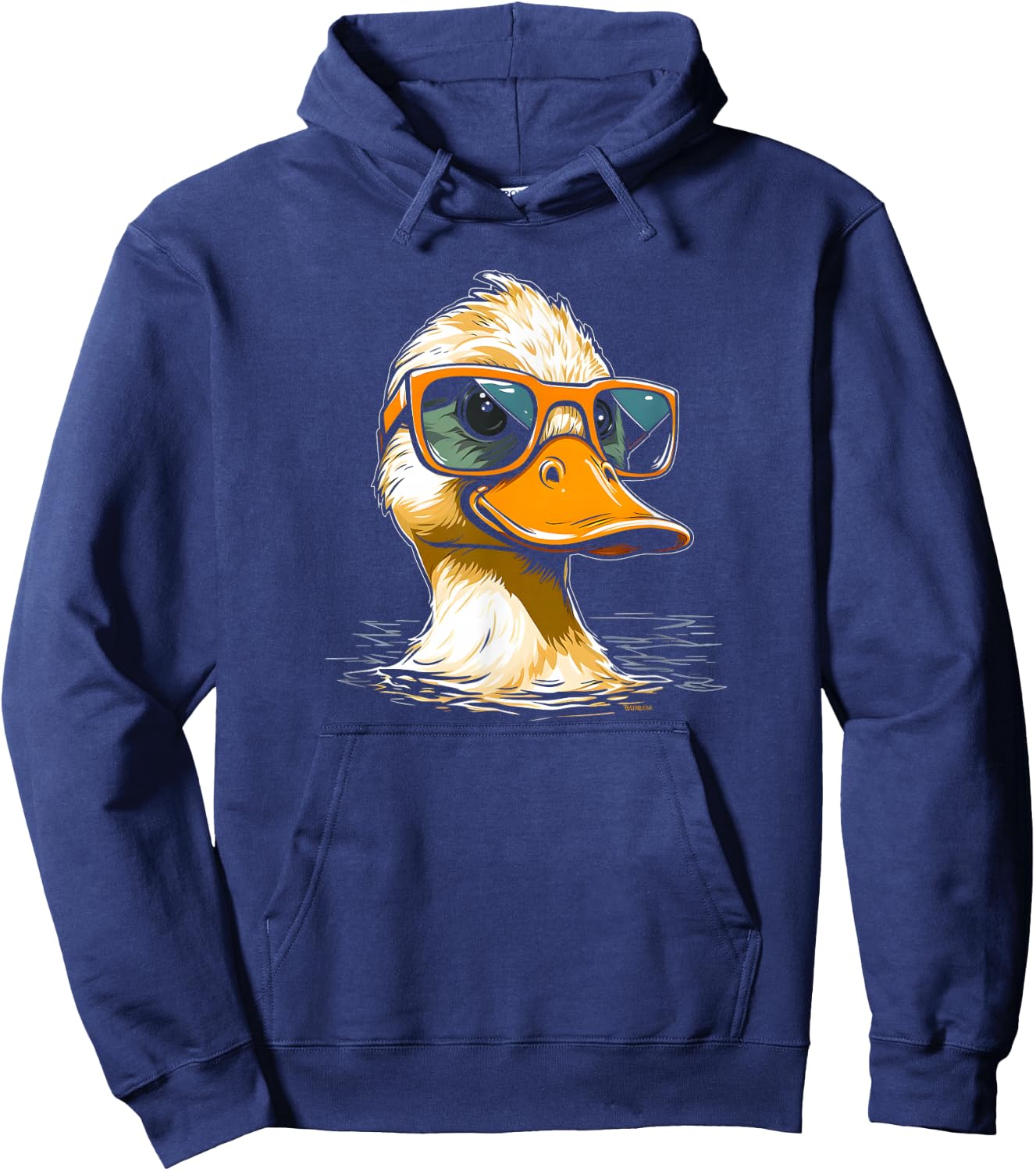 Cool Duck with Sunglasses / Funny 1980s Duck Hoodie - Hoodie | Navy