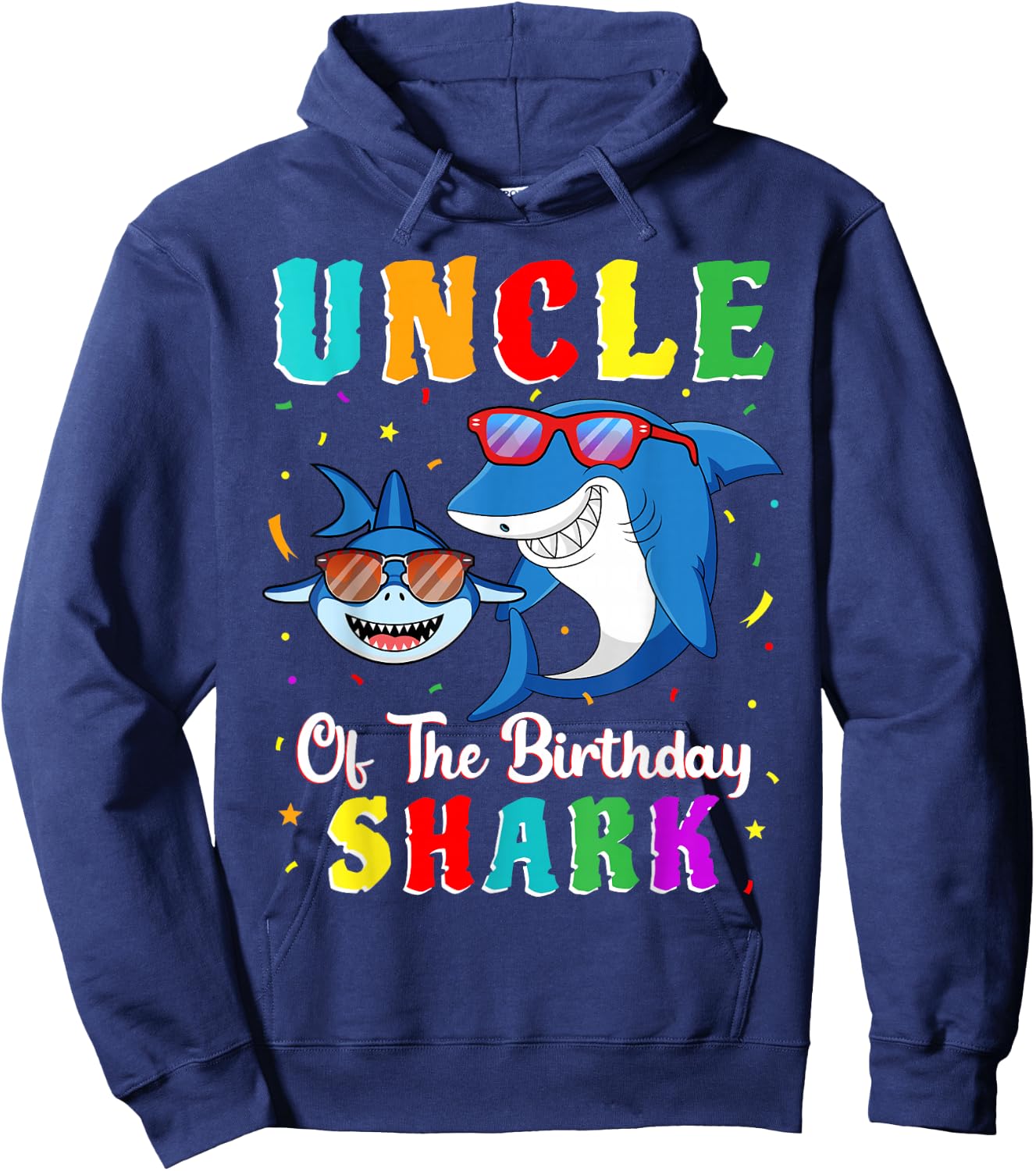 Uncle Of The Shark Birthday Family Matching Birthday Nephew Hoodie - Hoodie | Navy