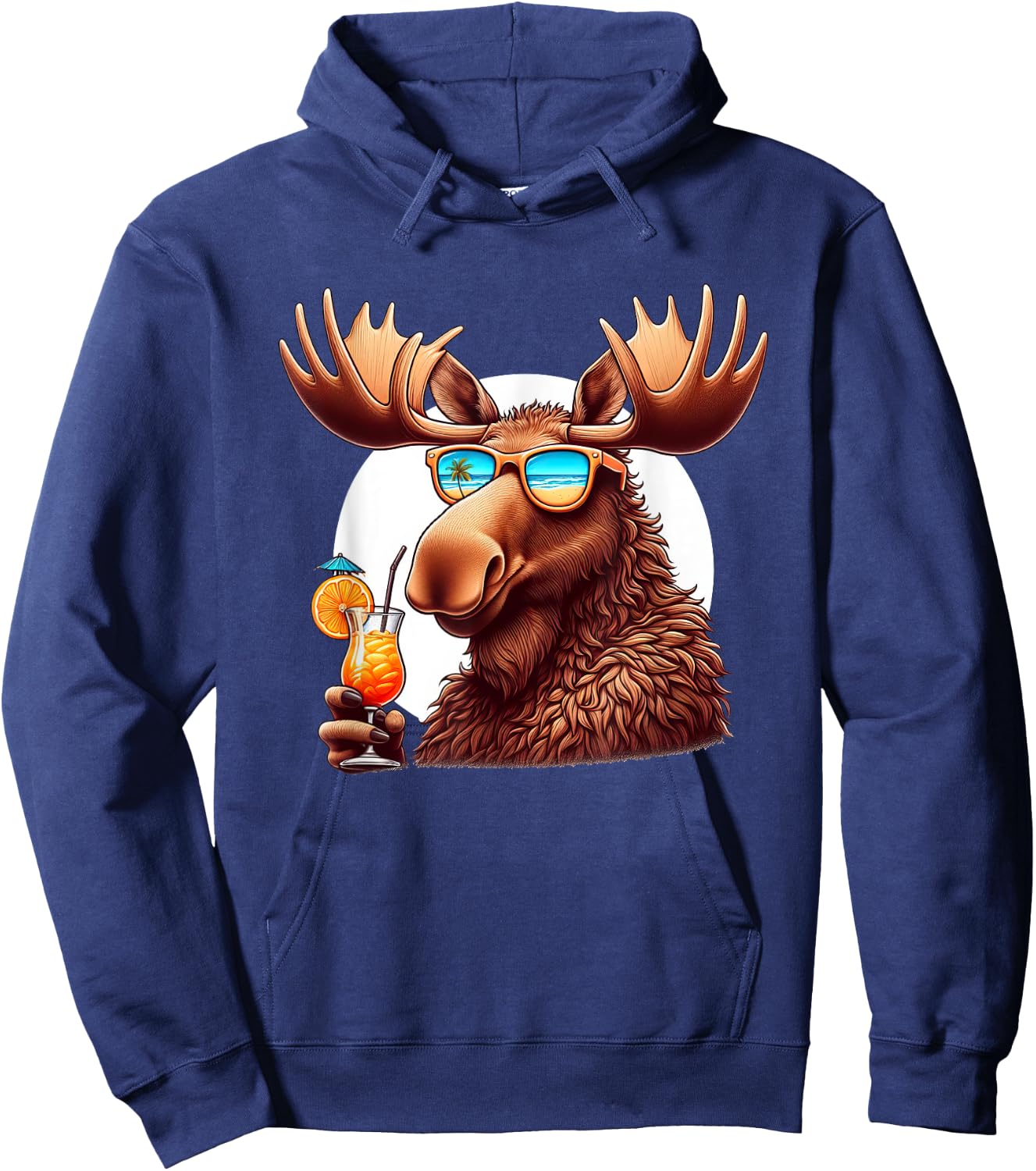 Funny Moose Summer Vacation Sunglasses Moose Hoodie - Hoodie | Navy