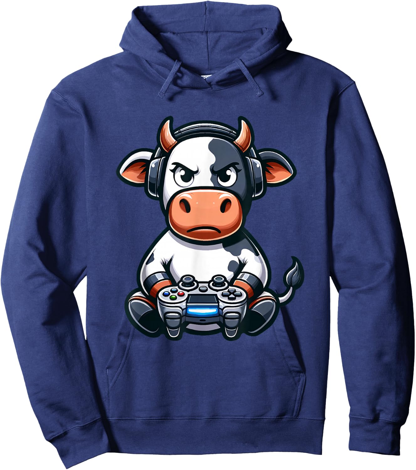 Funny Gamer Cow Video Games Boys Girls Kids Hoodie - Hoodie | Navy