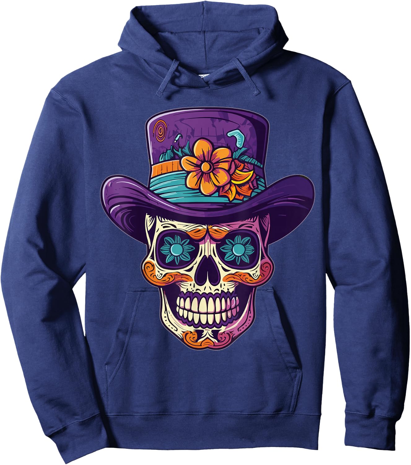 Mardi Gras Sugar Skull Parade Mask Festival Carnival , black Hoodie - Hoodie | Navy