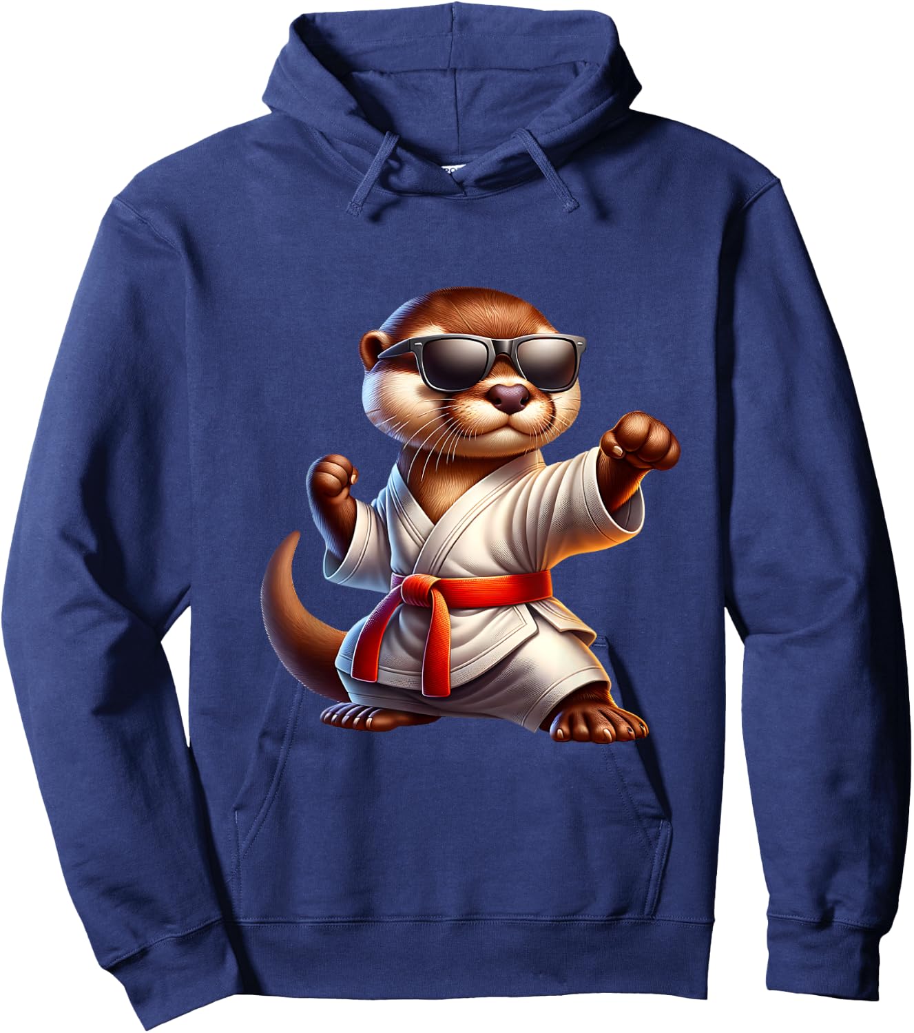 Cute Otter Doing Karate Funny Martial Arts Animal Graphic Hoodie - Hoodie | Navy