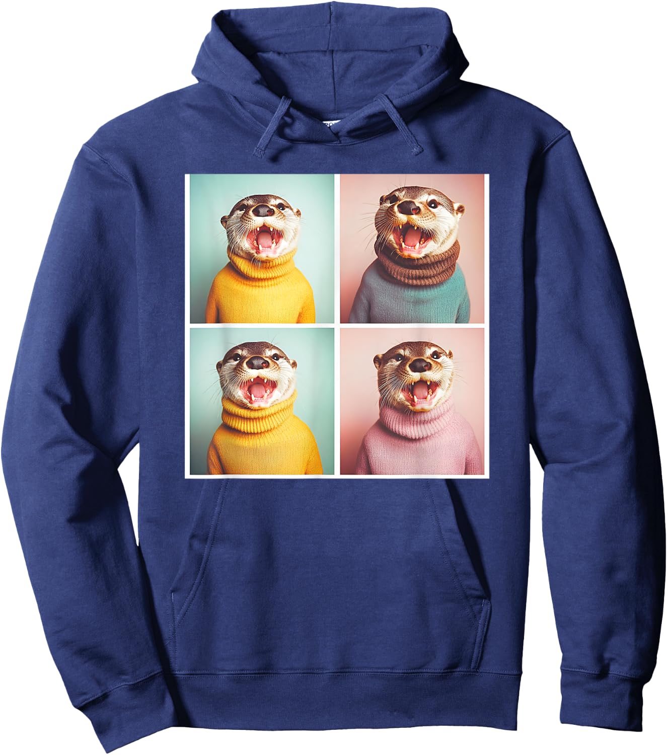 Happy Otter Animal Photoshoot Funny Otter Hoodie - Hoodie | Navy