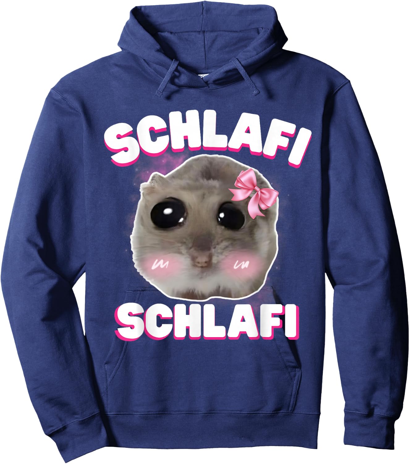 Schlafi Schlafi Funny Sad Hamster Cute Hamstie , black Hoodie - Hoodie | Navy
