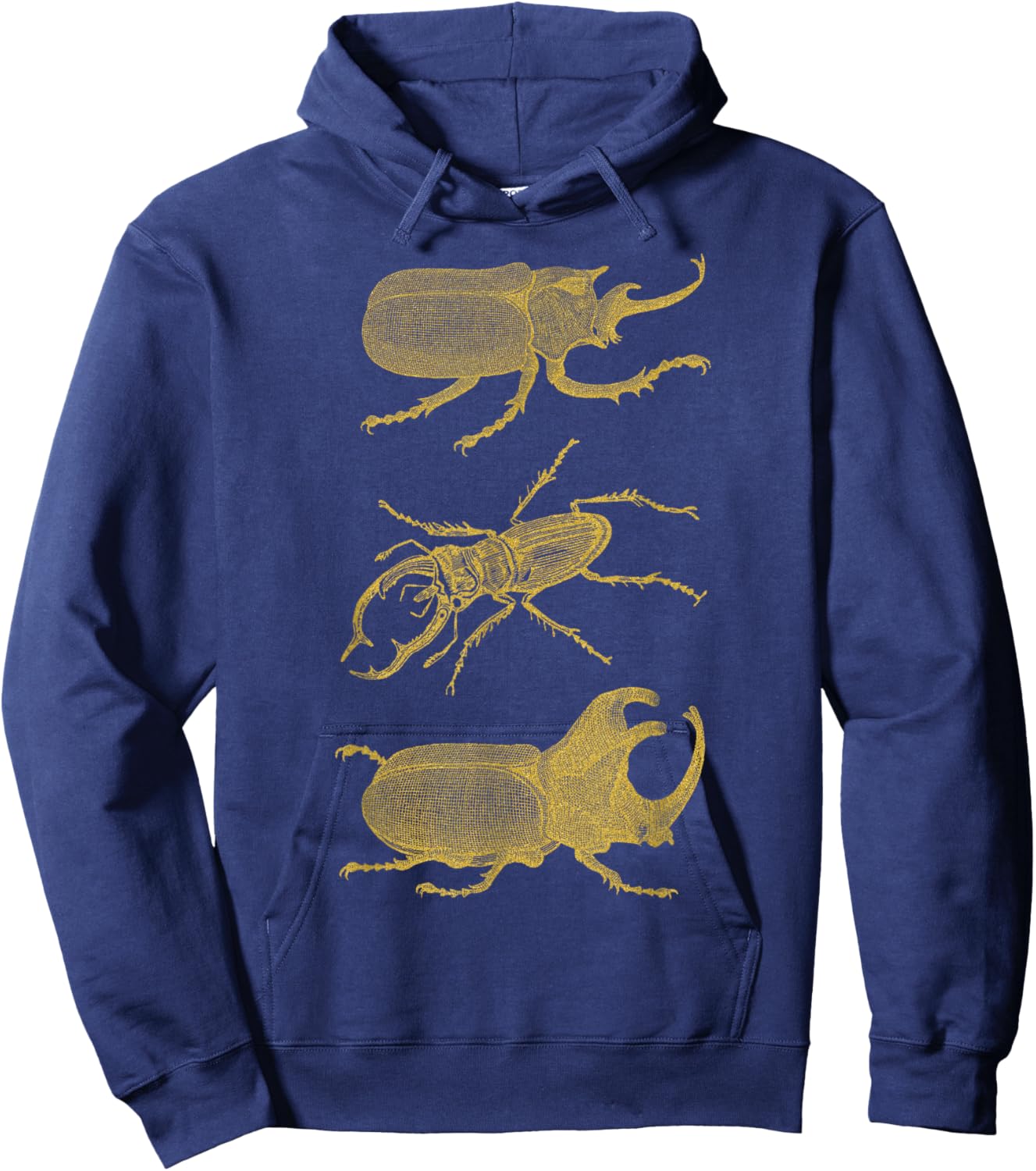 Vintage Beetles Stag Rhinoceros Gold Insect Bug T Shirt Hoodie - Hoodie | Navy