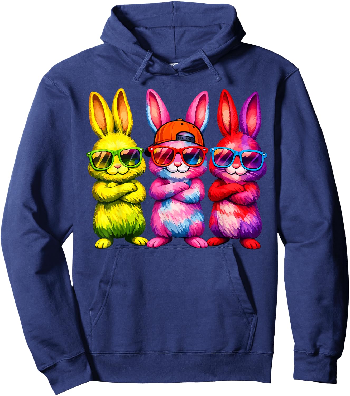 Lustige Osterhase Coole Hasen Kinder für Ostern Jungen Mädchen Hoodie - Hoodie | Navy