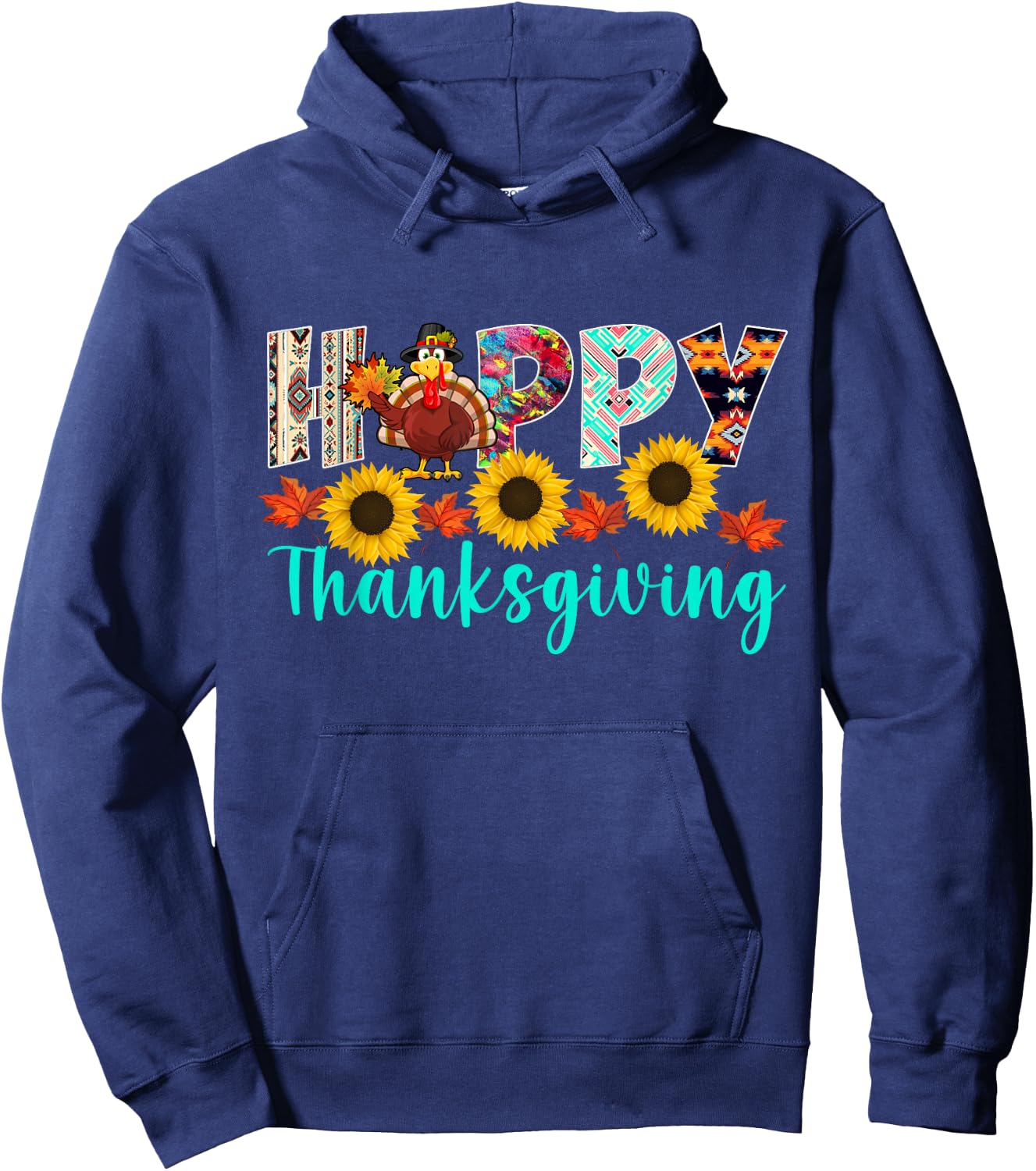 Happy Thanksgiving Day Shirts -Adults Thanksgiving Graphic Black Small Hoodie - Hoodie | Navy