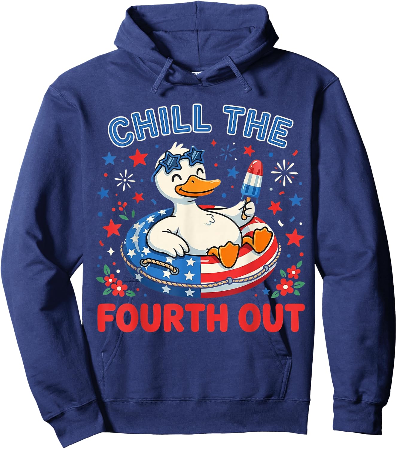 Goose 4th of July Funny Patriotic Chill The Fourth Out Kids Hoodie - Hoodie | Navy