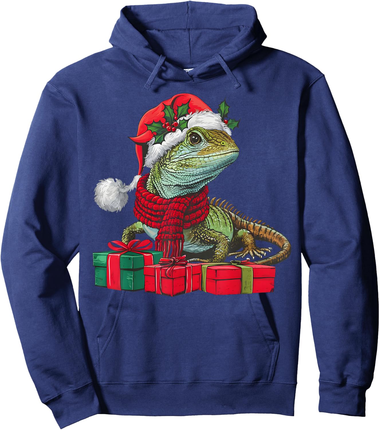 Xmas Holiday Santa Lizard Christmas Hoodie - Hoodie | Navy
