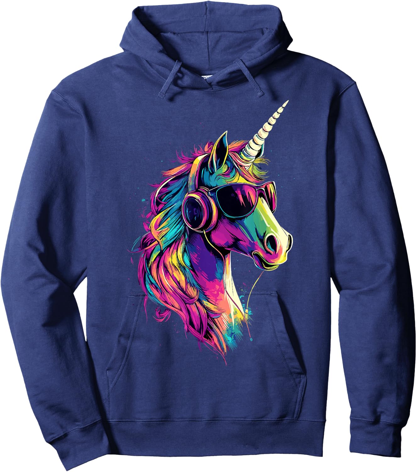 Unicorn Colourful Rainbow Rider Horses Riding Unicorns , black Hoodie - Hoodie | Navy