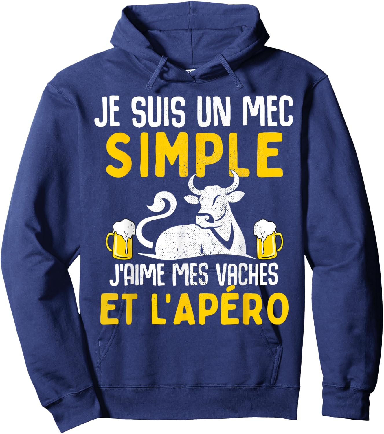 I am a simple guy I love my cows aperitif humour cow , Black, S Hoodie - Hoodie | Navy