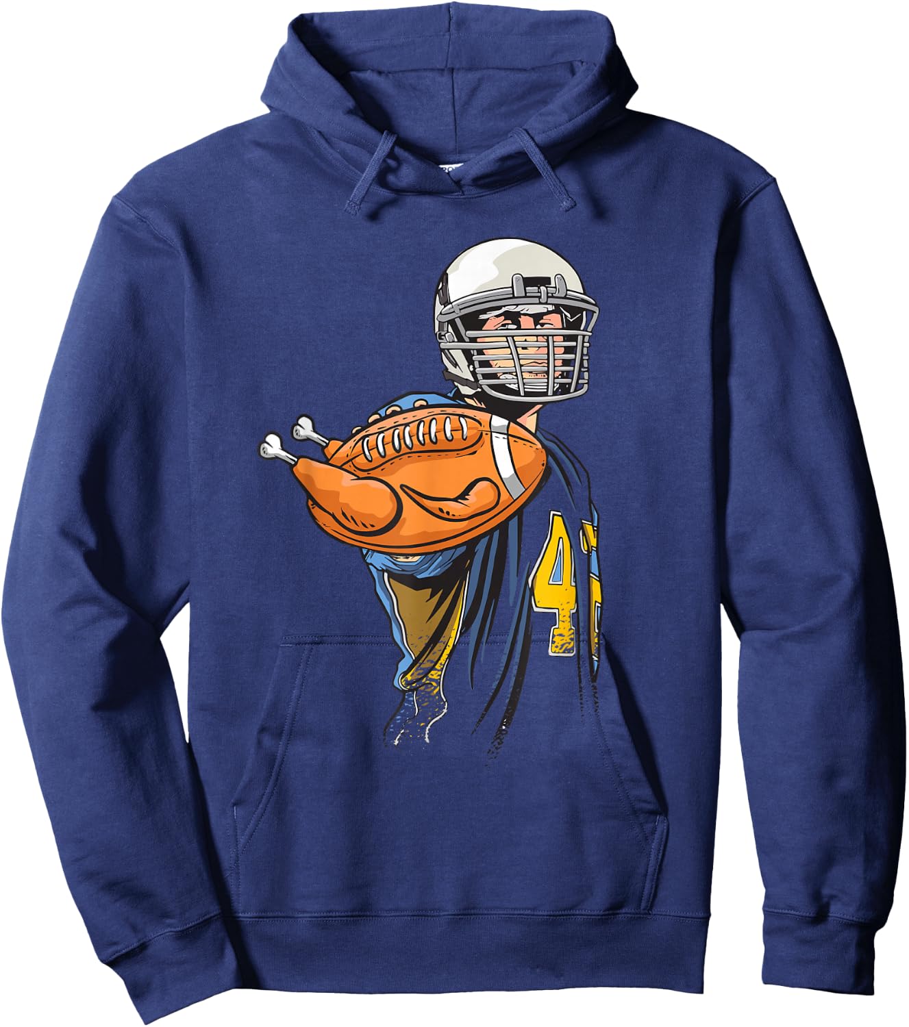 Thanksgiving Football Player Turkey - Thanksgiving Football Hoodie - Hoodie | Navy