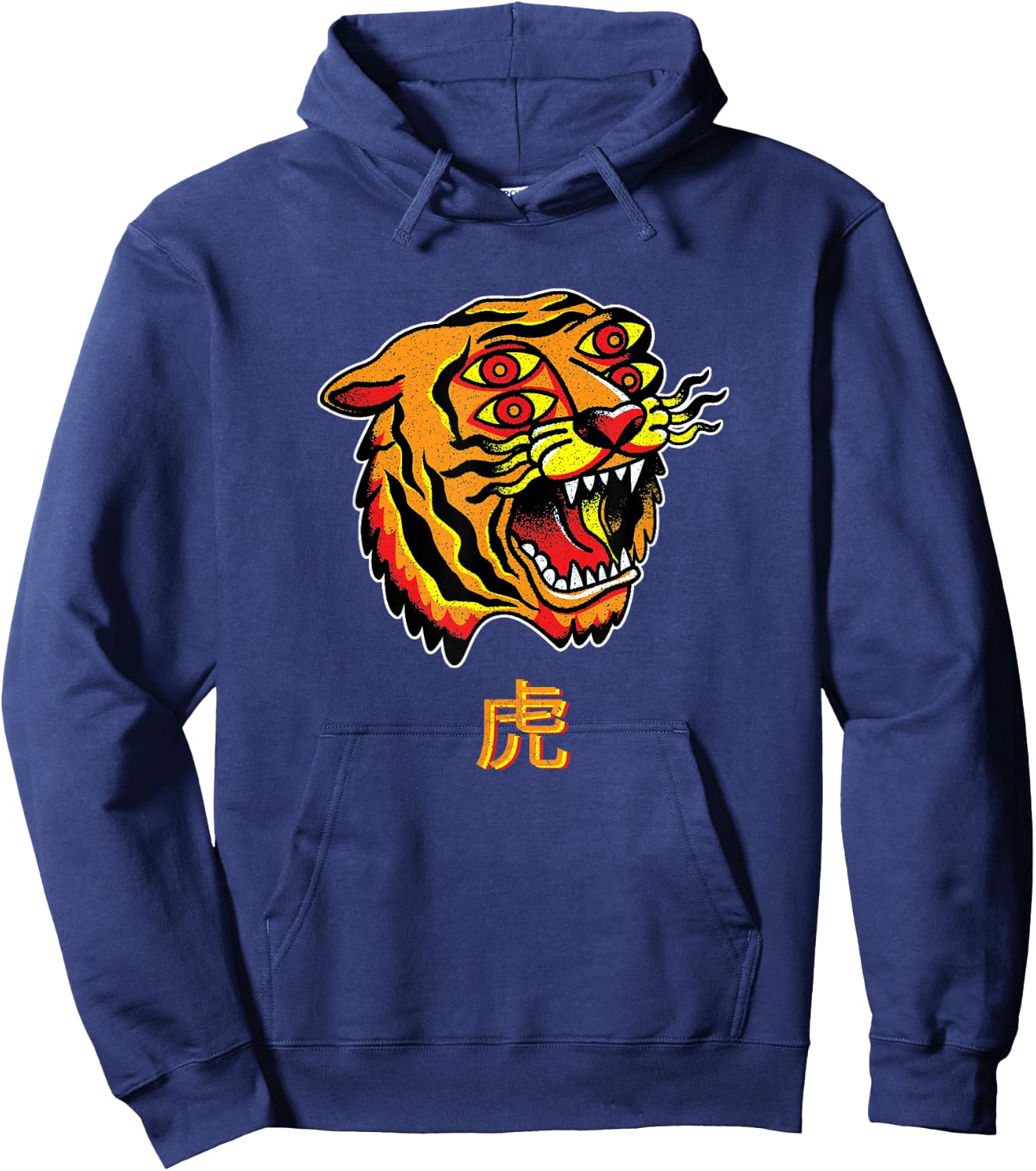 Tiger Face Japanese Aesthetic Asian Fashion Retro Men Women Hoodie - Hoodie | Navy