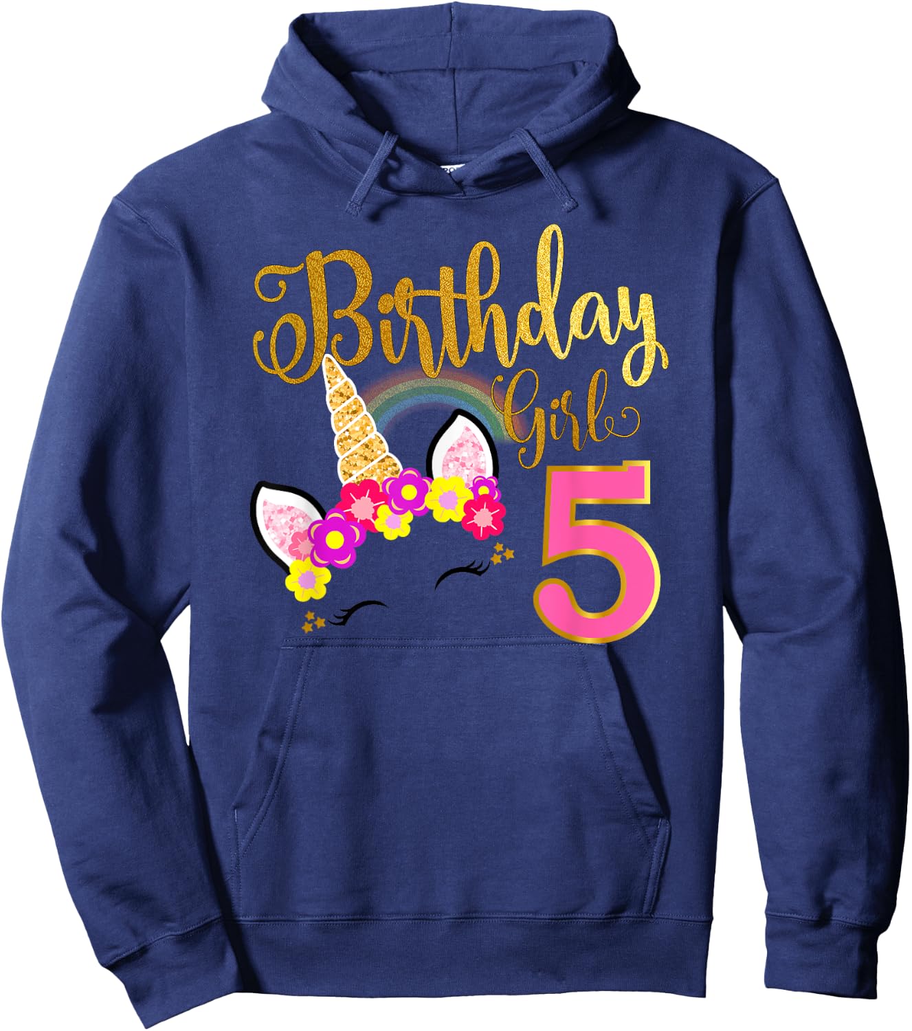 I'm 5th the Birthday for Girl Unicorn 5 year old Birthday Hoodie - Hoodie | Navy