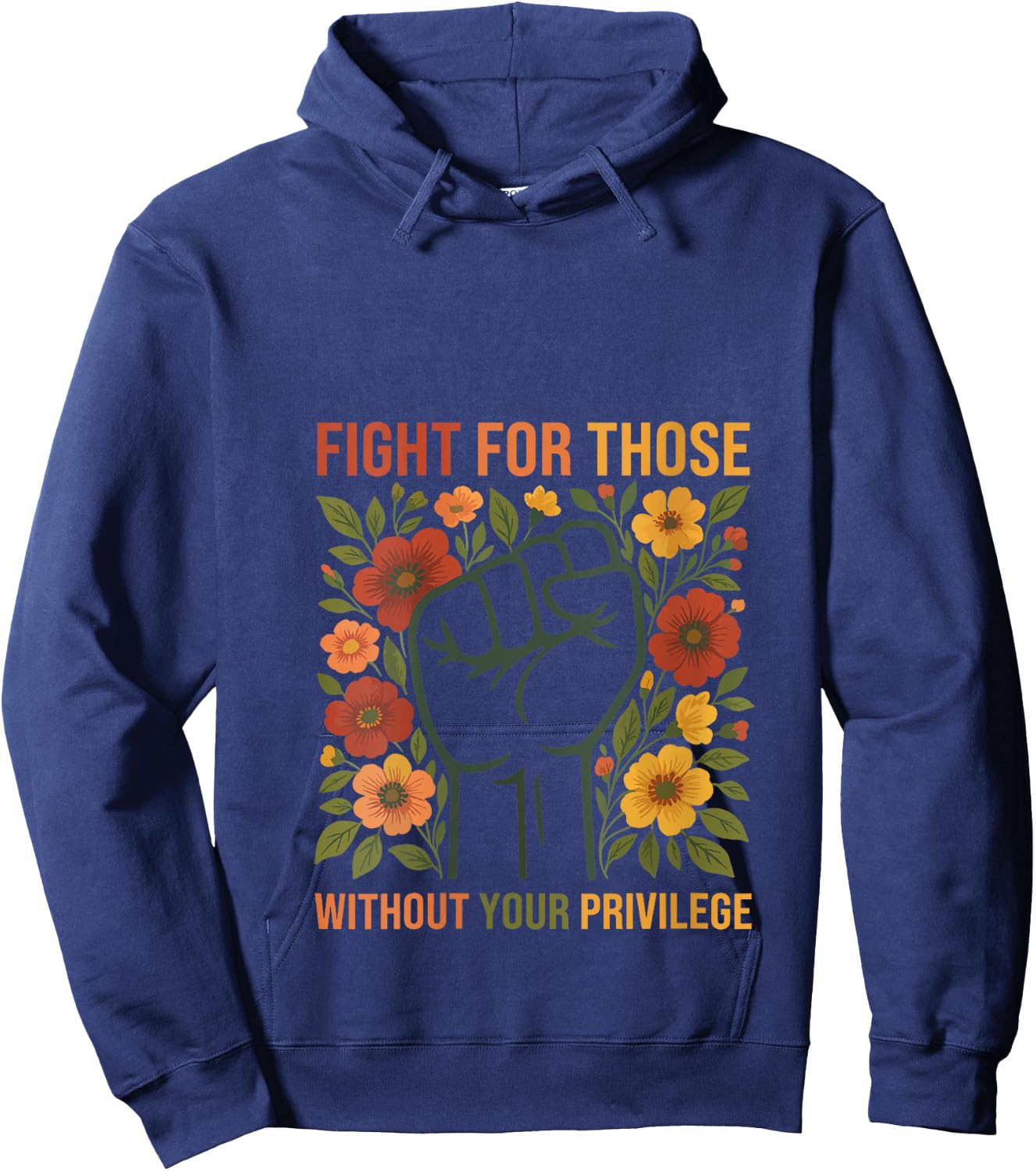 Fight For Those Without Your Privilege, Retro Women Rights V-Neck Hoodie - Hoodie | Navy