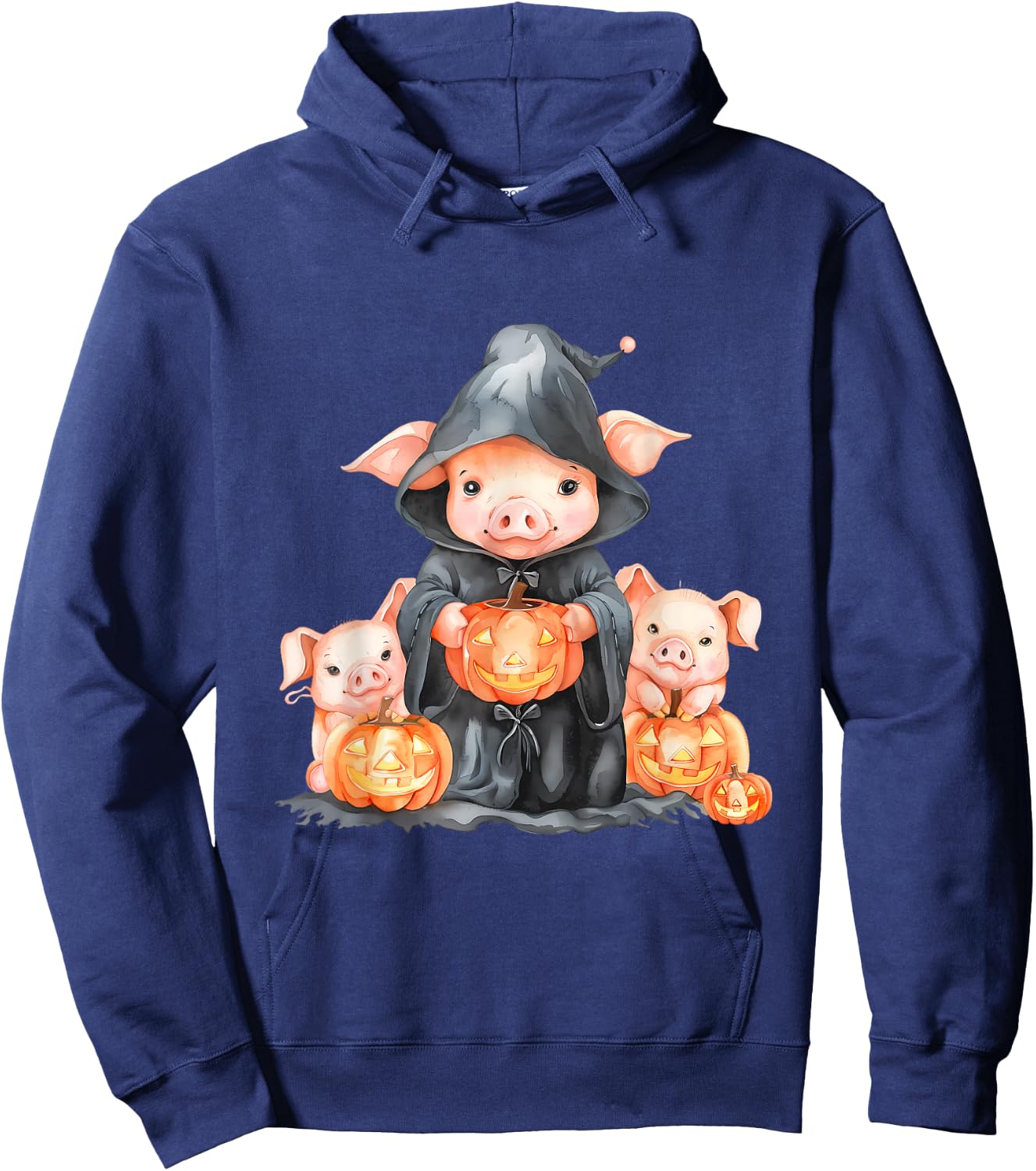 Halloween Pig Witchcraft Ghost Scary Pumpkin Trick Or Treat Hoodie - Hoodie | Navy