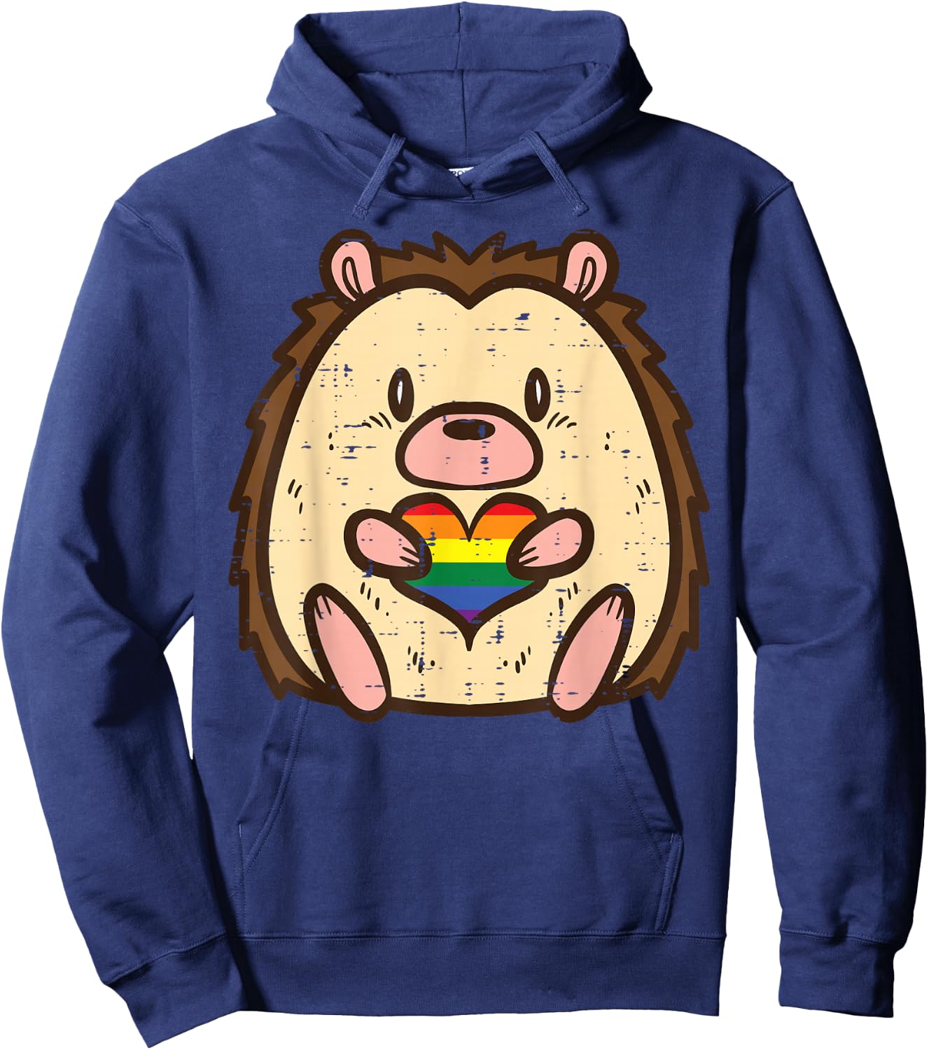 Gay Pride Hedgehog Heart Rainbow Flag Lgbtq Men Women Kids Hoodie - Hoodie | Navy
