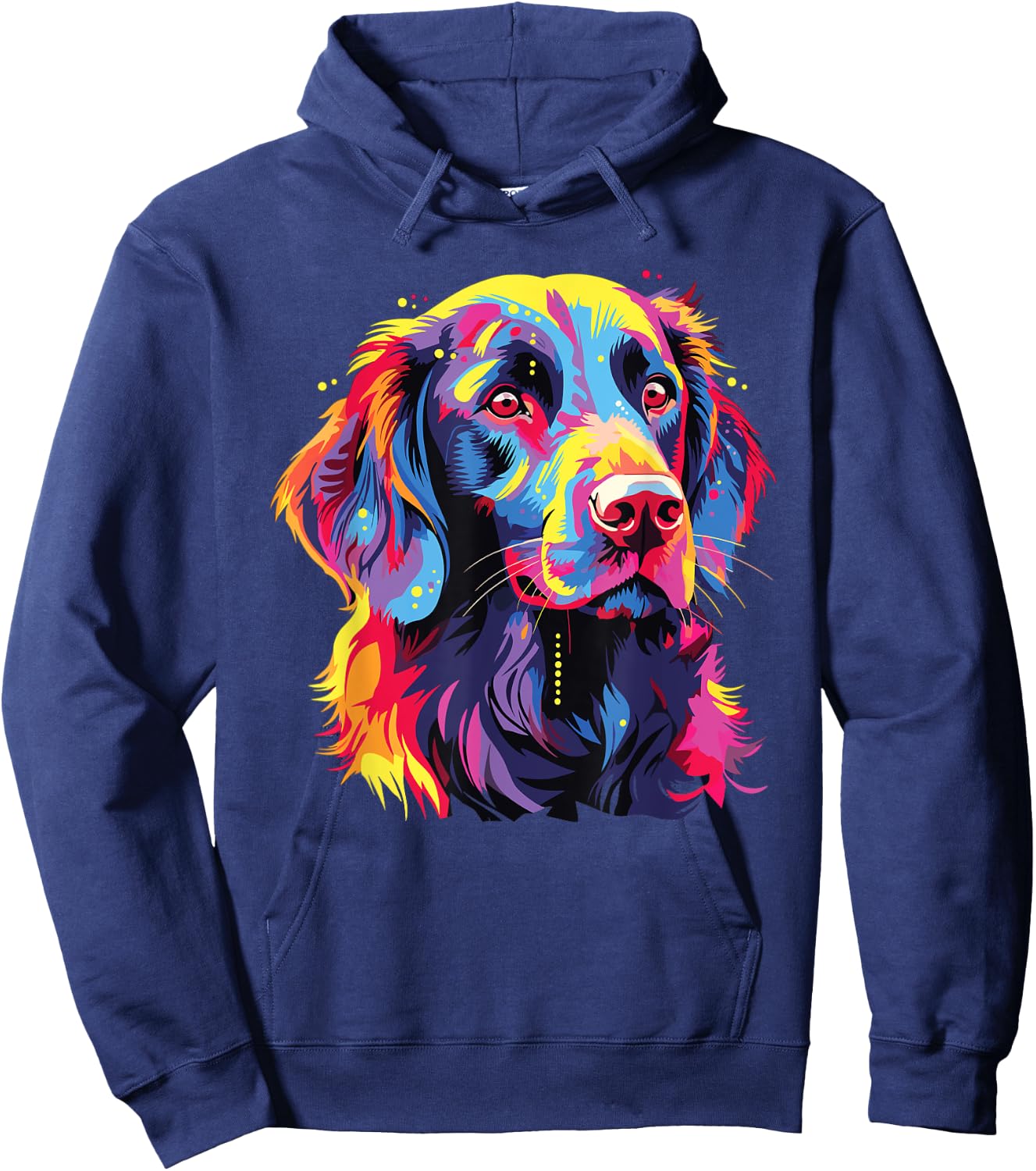 Watercolor Colorful Flat Coated Retriever Dog Men Women Girls Kids Hoodie - Hoodie | Navy