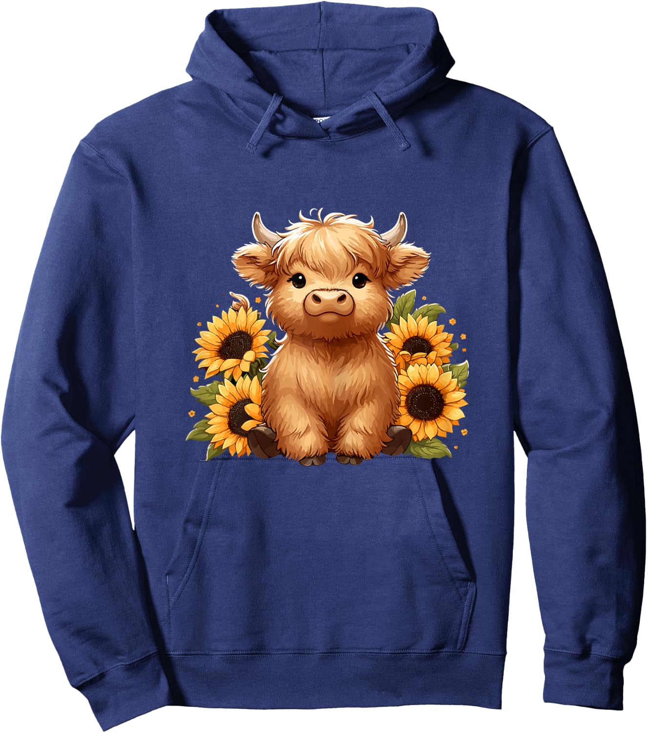 Sunflower Highland Cow Farm Hoodie - Hoodie | Navy