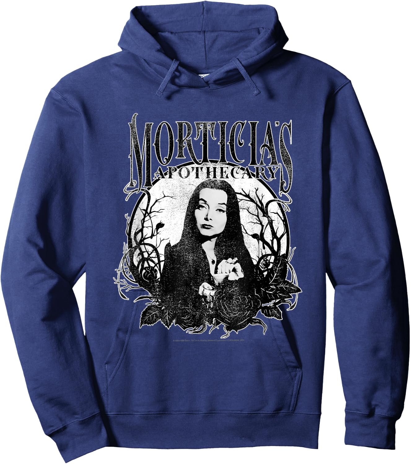 The Addams Family Morticia's Apothecary Dark Gothic Floral , Black, S Hoodie - Hoodie | Navy