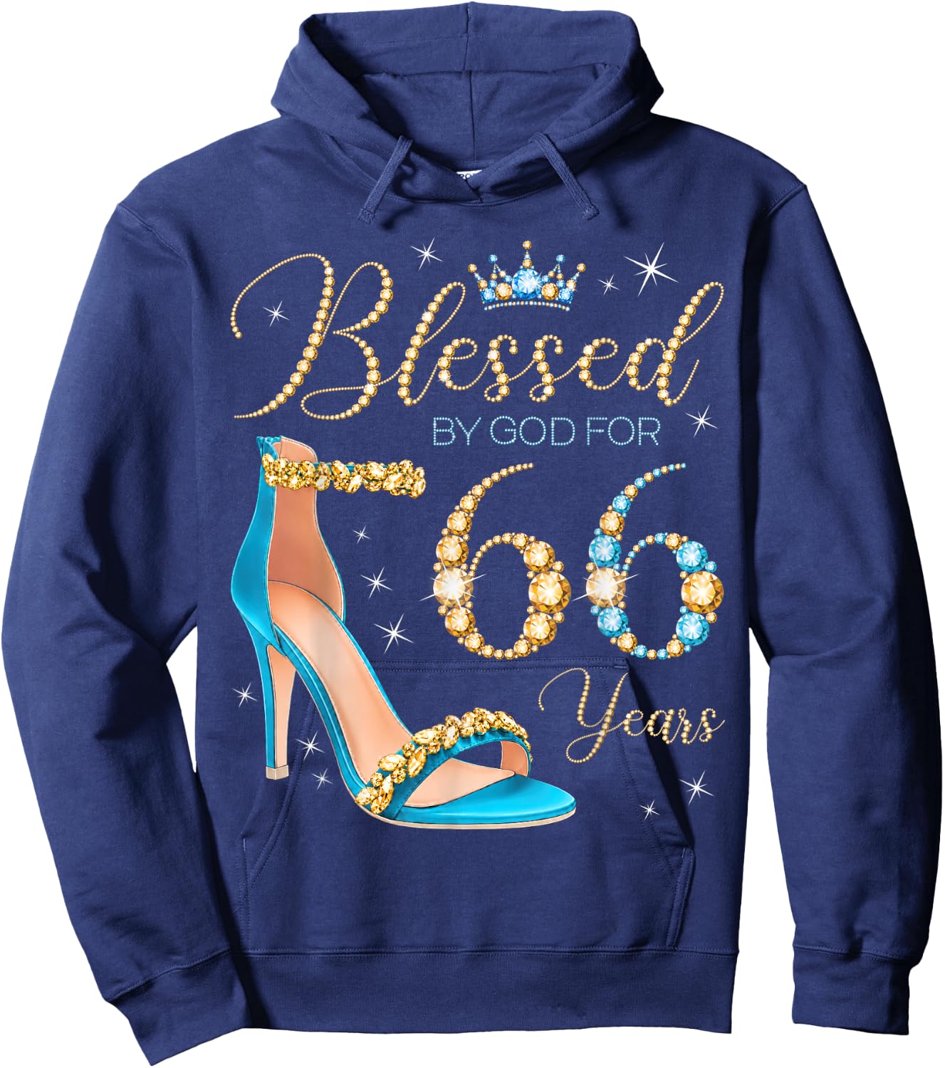 Blessed by God for 66 Years Old 66th Birthday Party Queens Hoodie - Hoodie | Navy