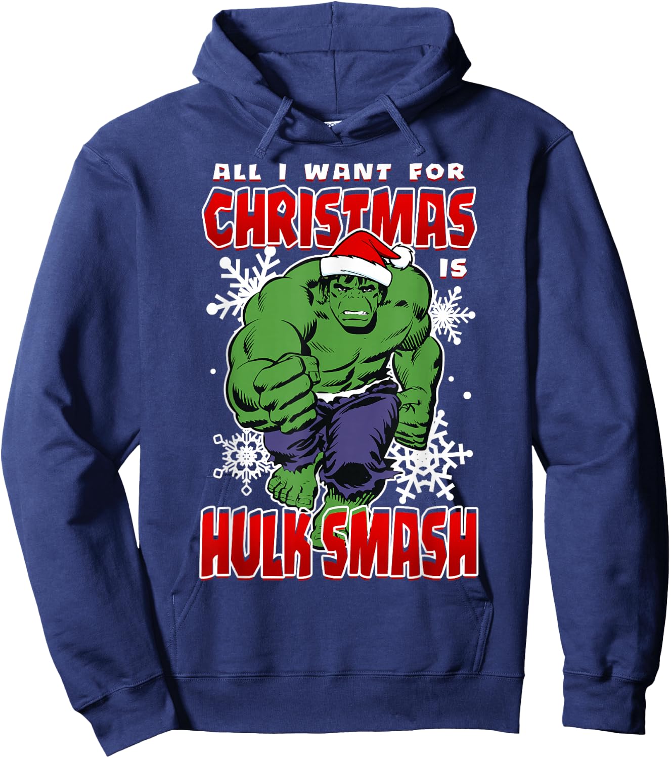 Marvel Comics Classic All I Want For Christmas Is Hulk Smash Hoodie - Hoodie | Navy